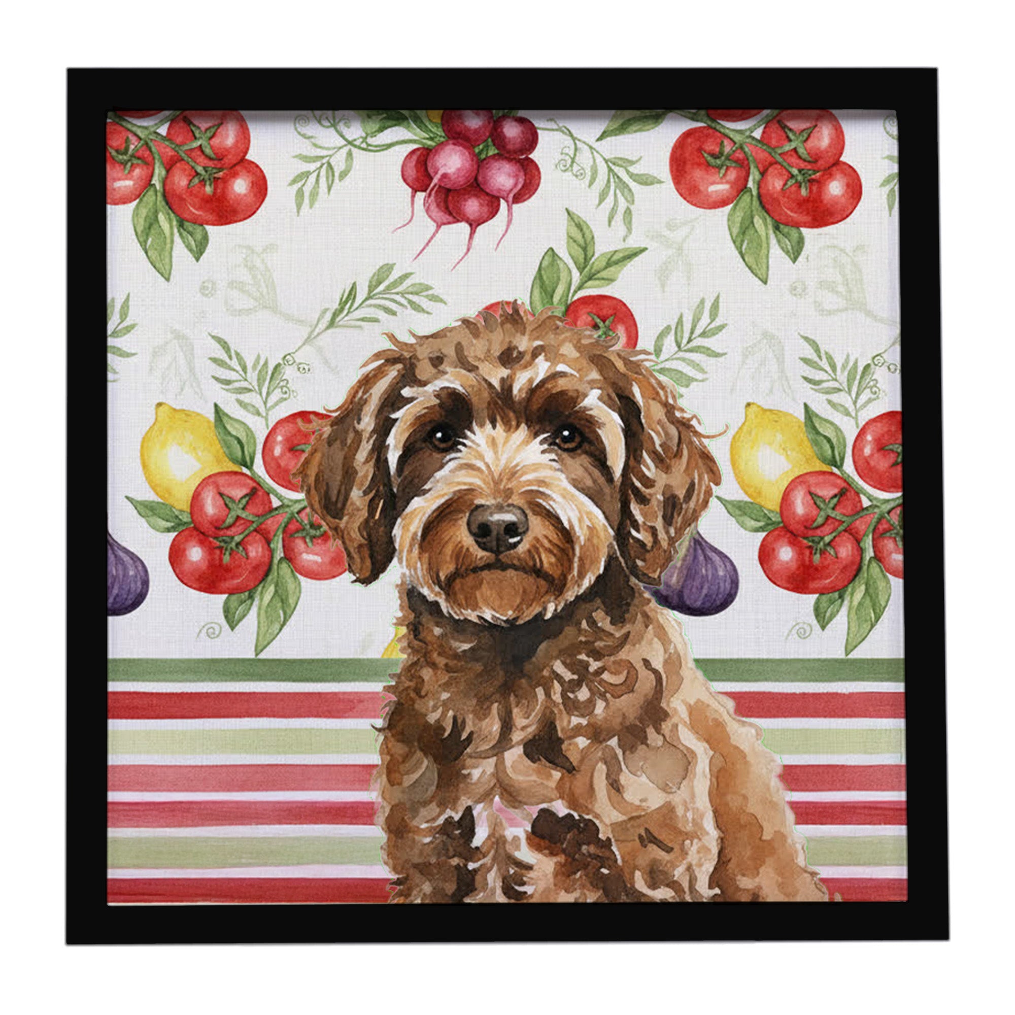 Caroline's Treasures Spanish Water Dog Vegetables Framed Metal Print
