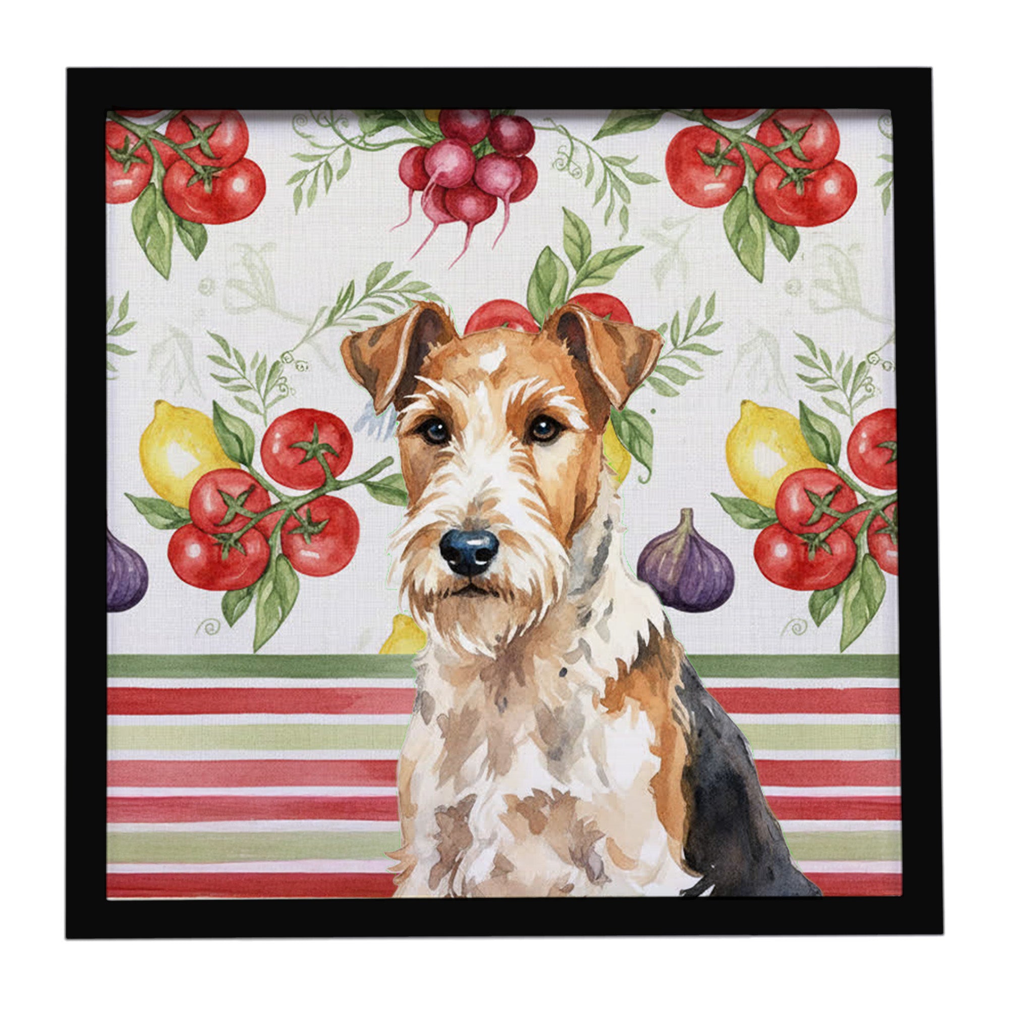 Caroline's Treasures Wire Fox Terrier Vegetables Framed Metal Print