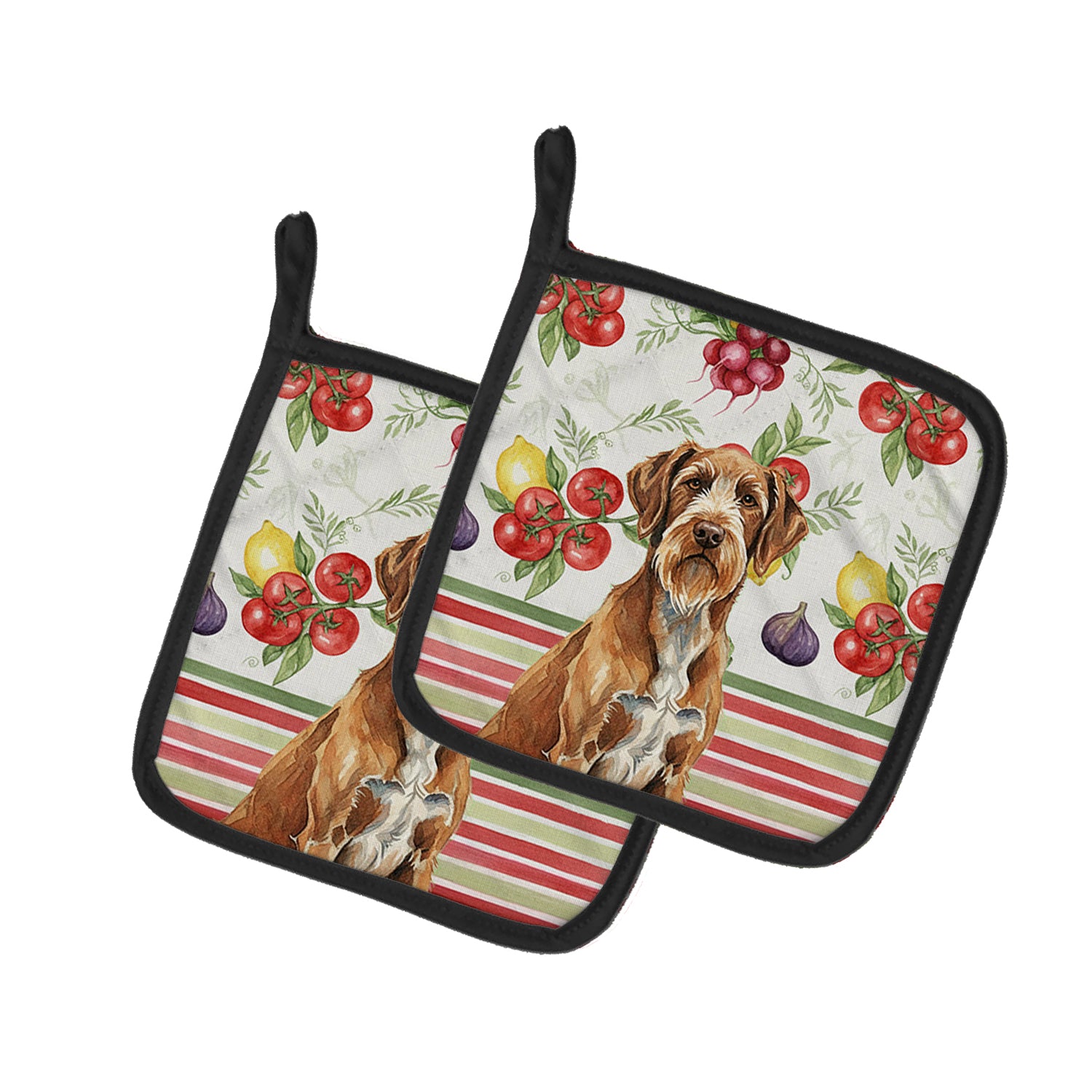 Caroline's Treasures Wirehaired Pointing Griffon Vegetables Pair of Pot Holders