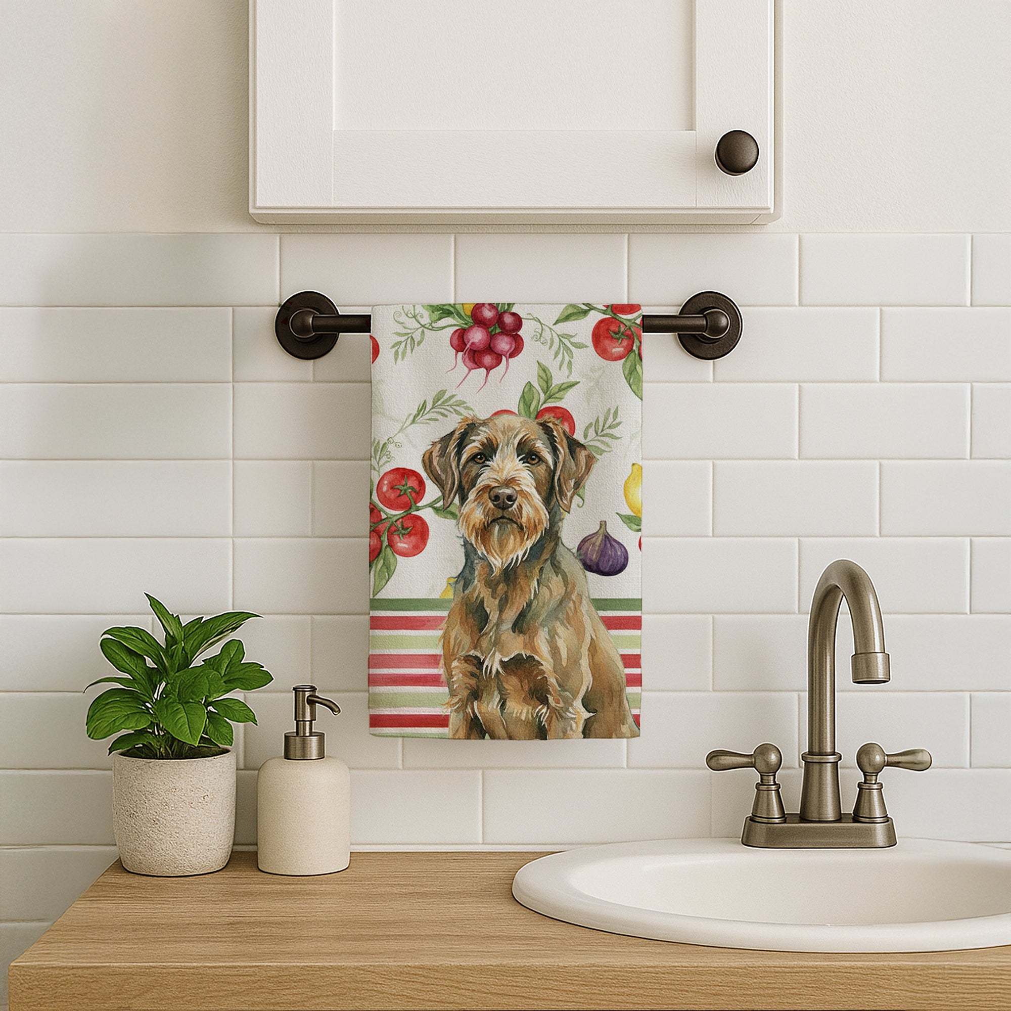 Caroline's Treasures Chestnut Wirehaired Pointing Griffon Vegetables Kitchen Towel