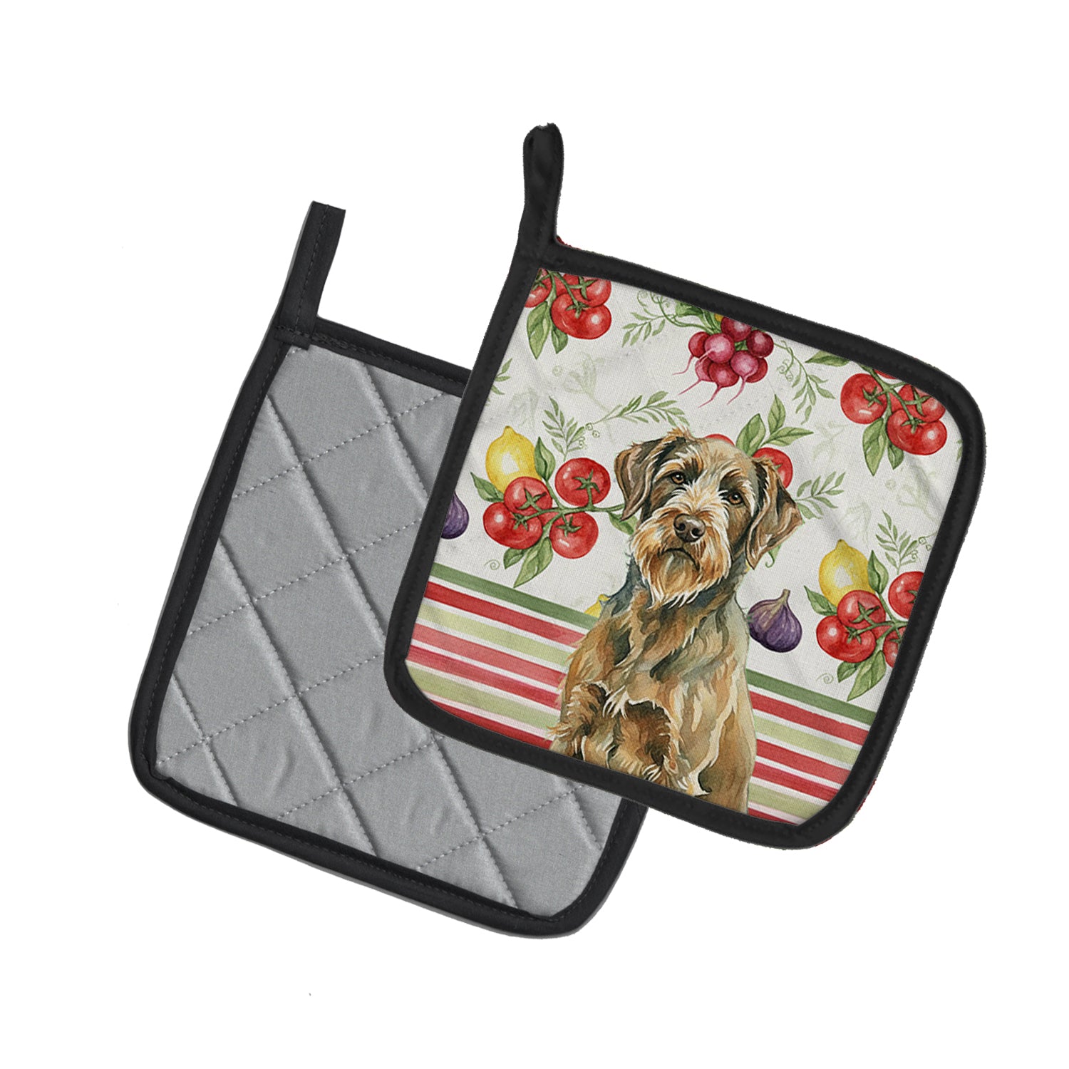 Caroline's Treasures Chestnut Wirehaired Pointing Griffon Vegetables Pair of Pot Holders