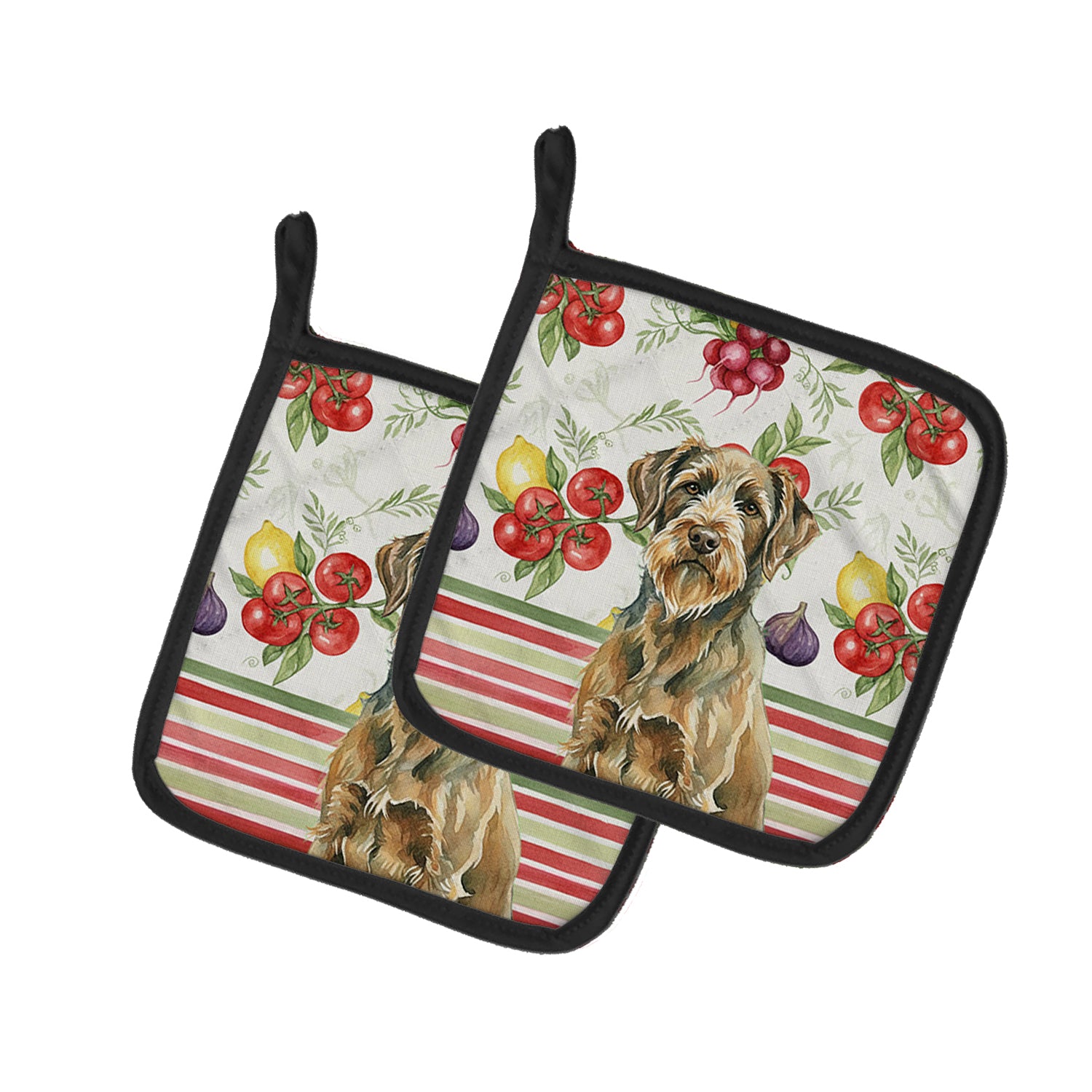 Caroline's Treasures Chestnut Wirehaired Pointing Griffon Vegetables Pair of Pot Holders