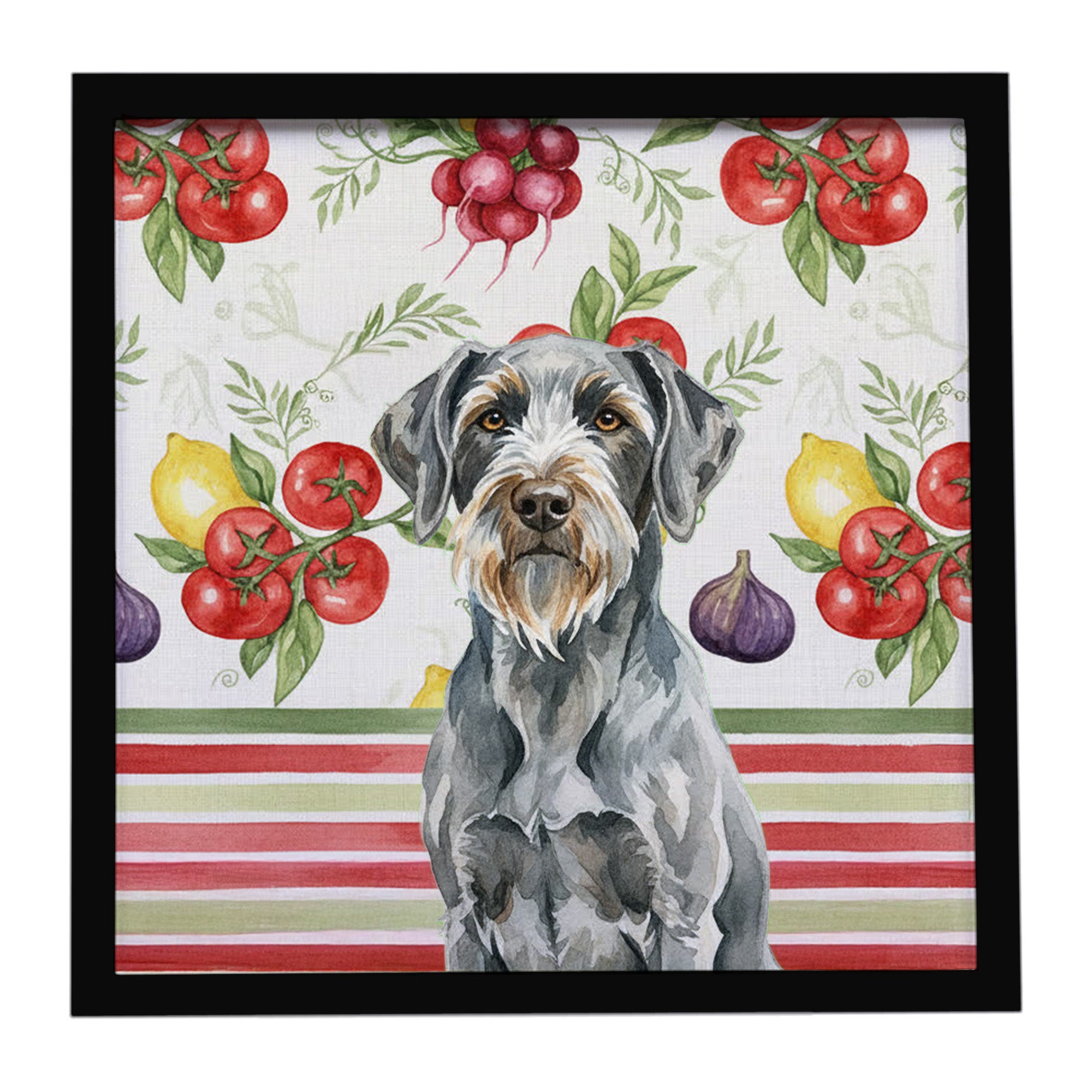 Caroline's Treasures Steel Gray Wirehaired Pointing Griffon Vegetables Framed Metal Print