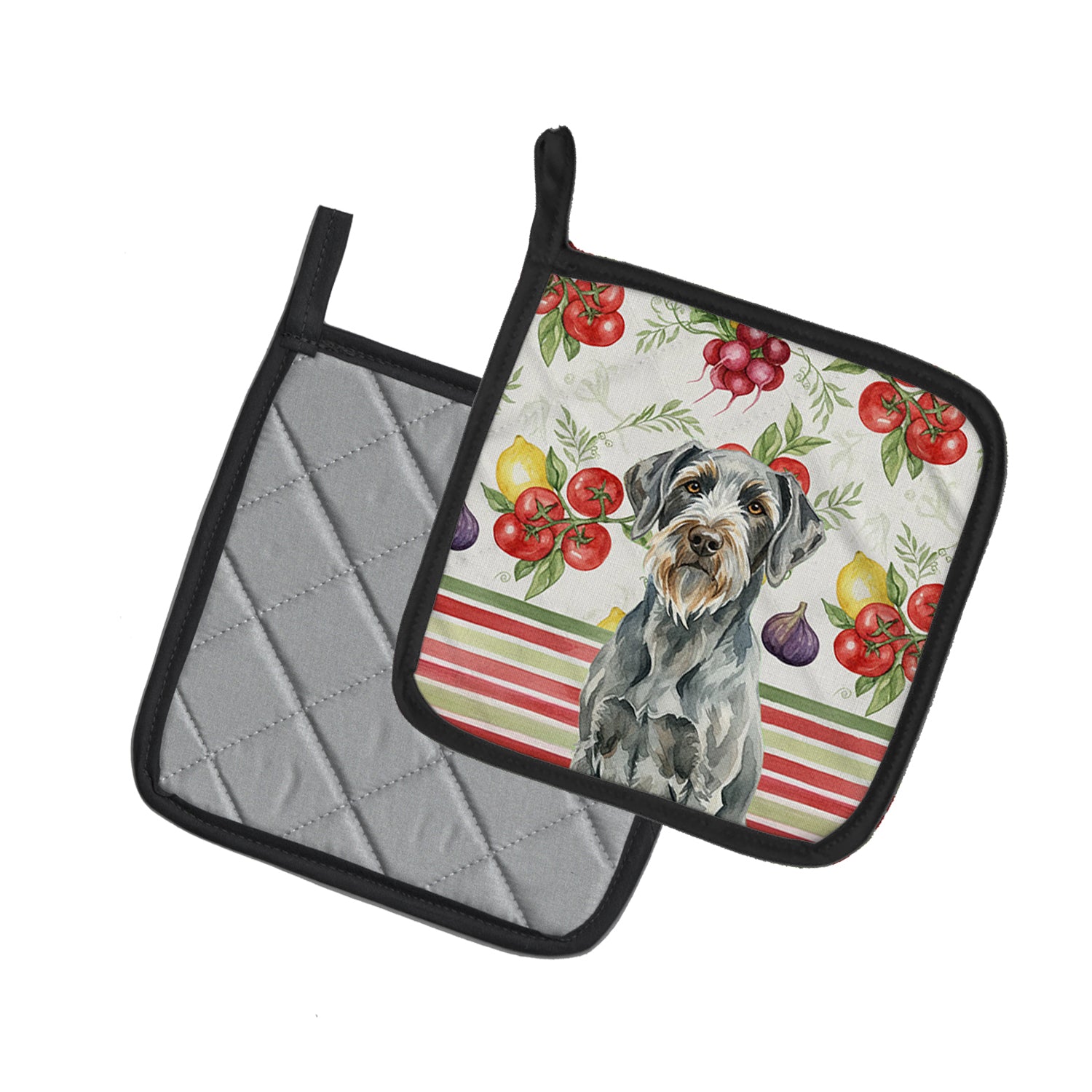 Caroline's Treasures Steel Gray Wirehaired Pointing Griffon Vegetables Pair of Pot Holders