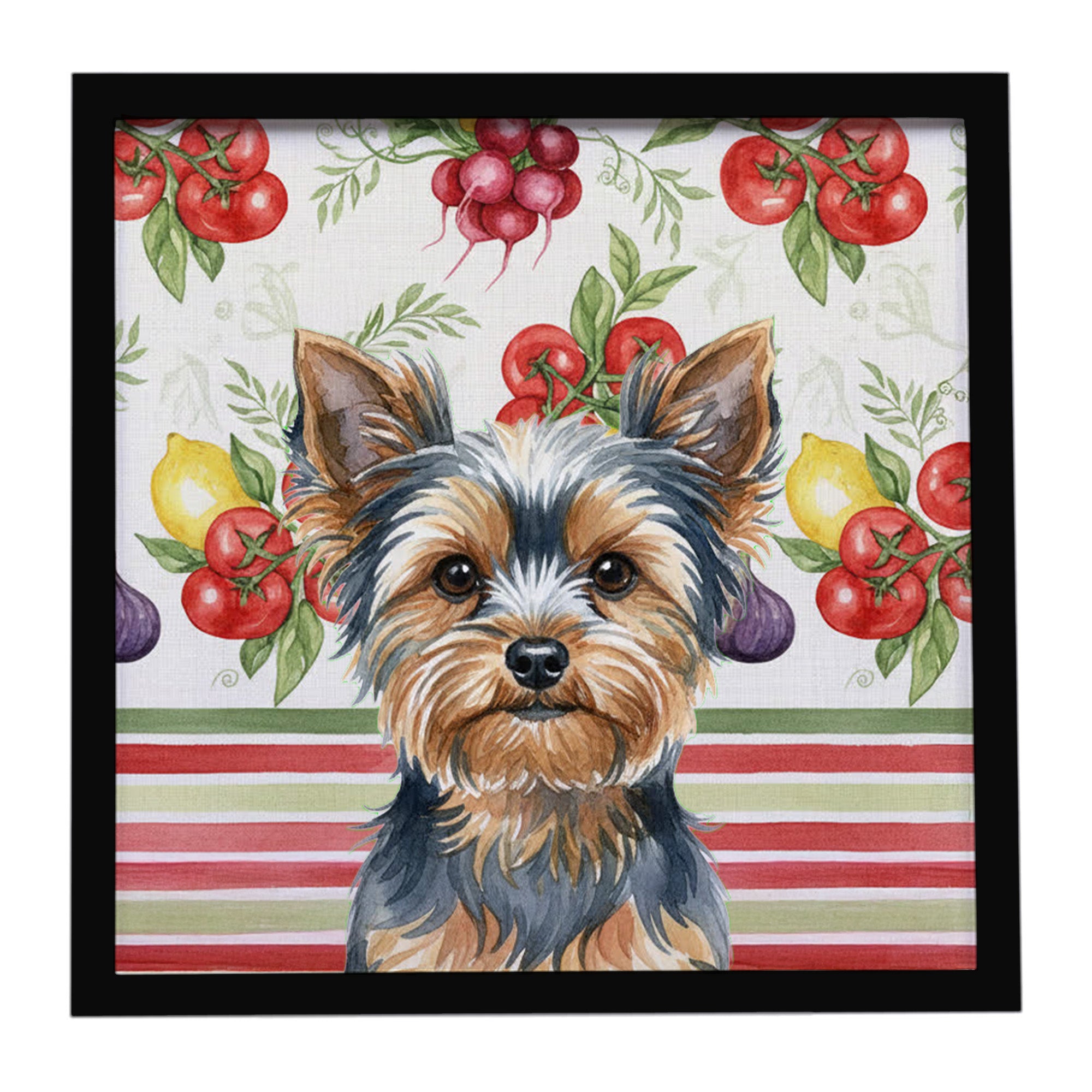 Caroline's Treasures Blue and Tan Yorkshire Terrier Vegetables Framed Metal Print