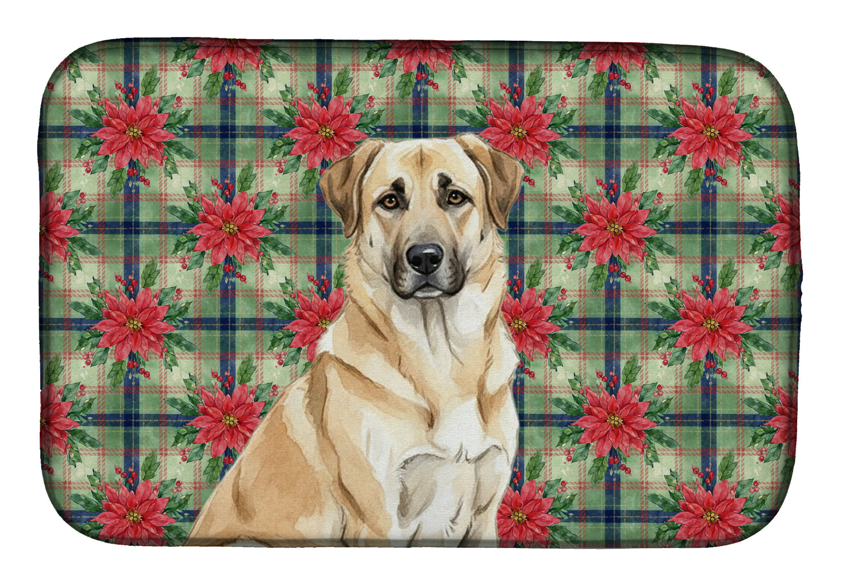 Caroline's Treasures Anatolian Shepherd Dog Christmas PoinsettIas Dish Drying Mat