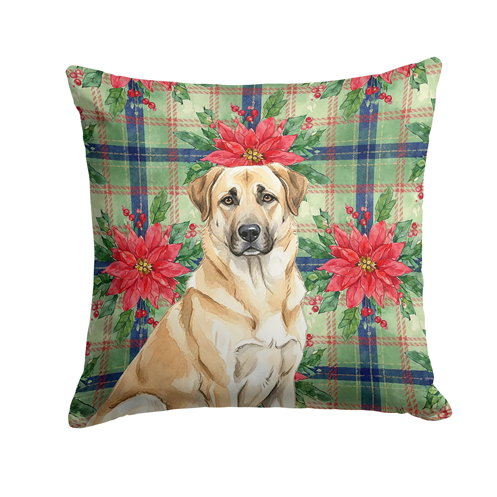 Caroline's Treasures Anatolian Shepherd Dog Christmas PoinsettIas Throw Pillow