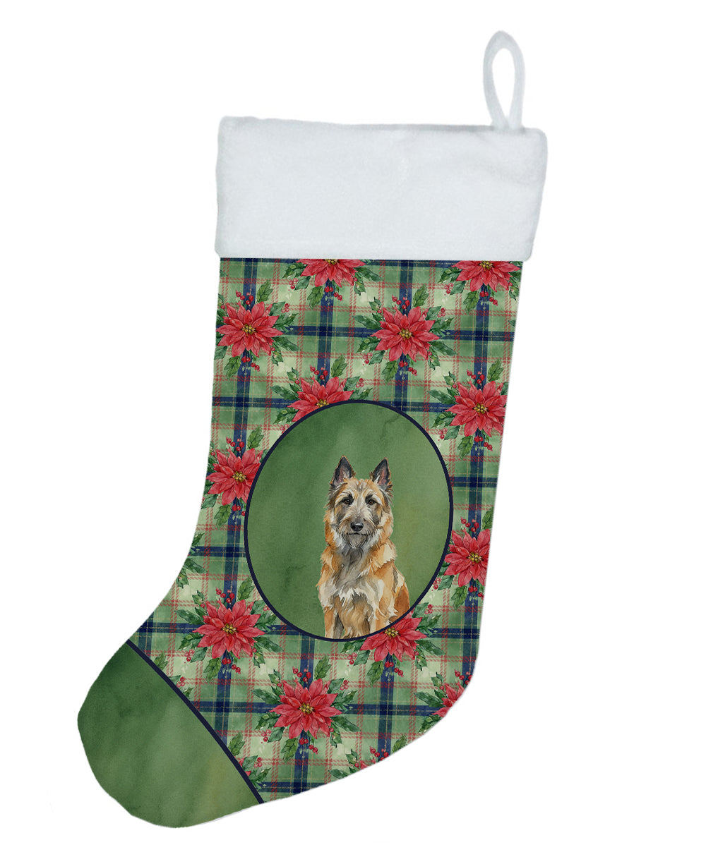 Caroline's Treasures Belgian Laekenois Christmas PoinsettIas Holiday Stocking