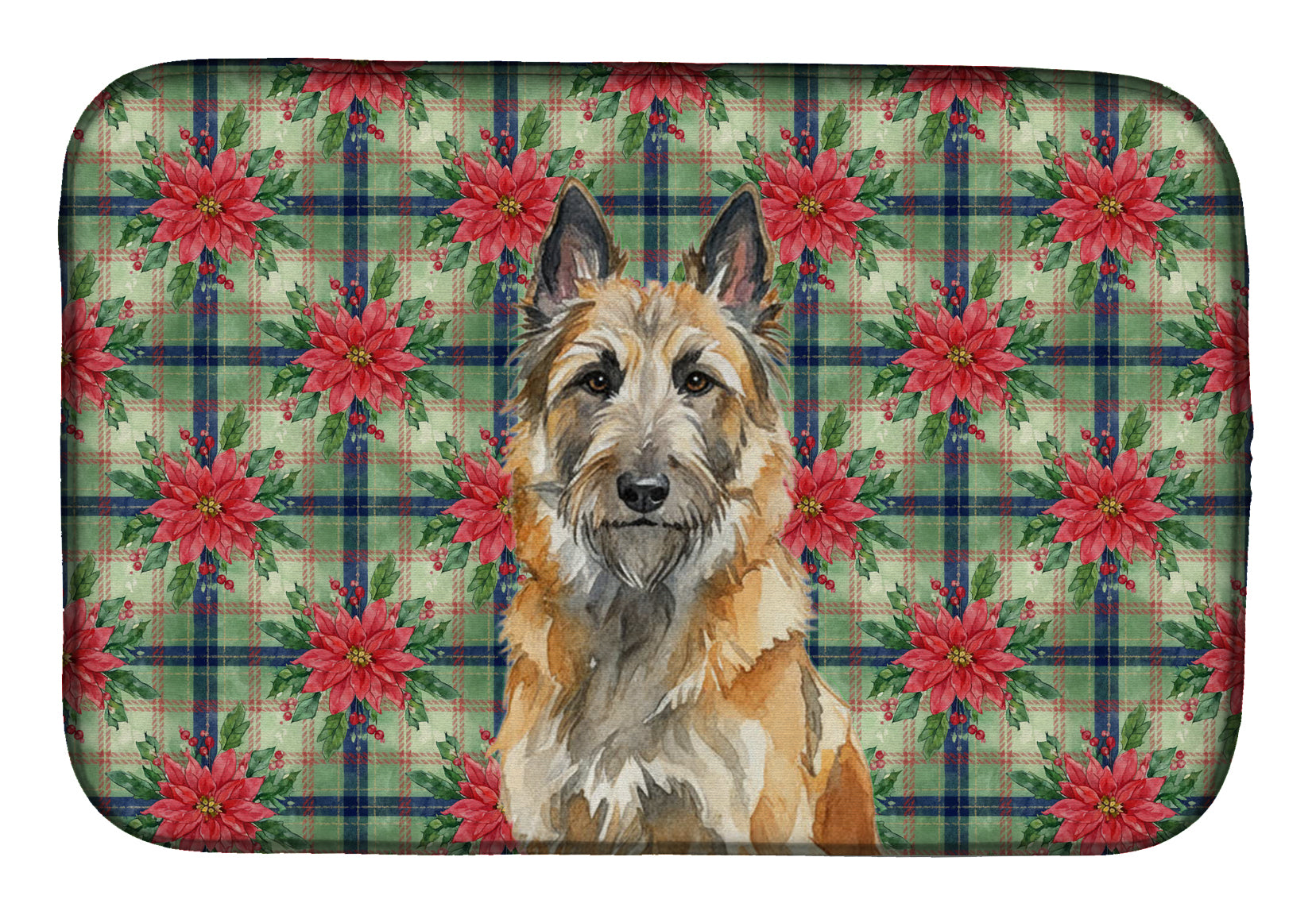 Caroline's Treasures Belgian Laekenois Christmas PoinsettIas Dish Drying Mat