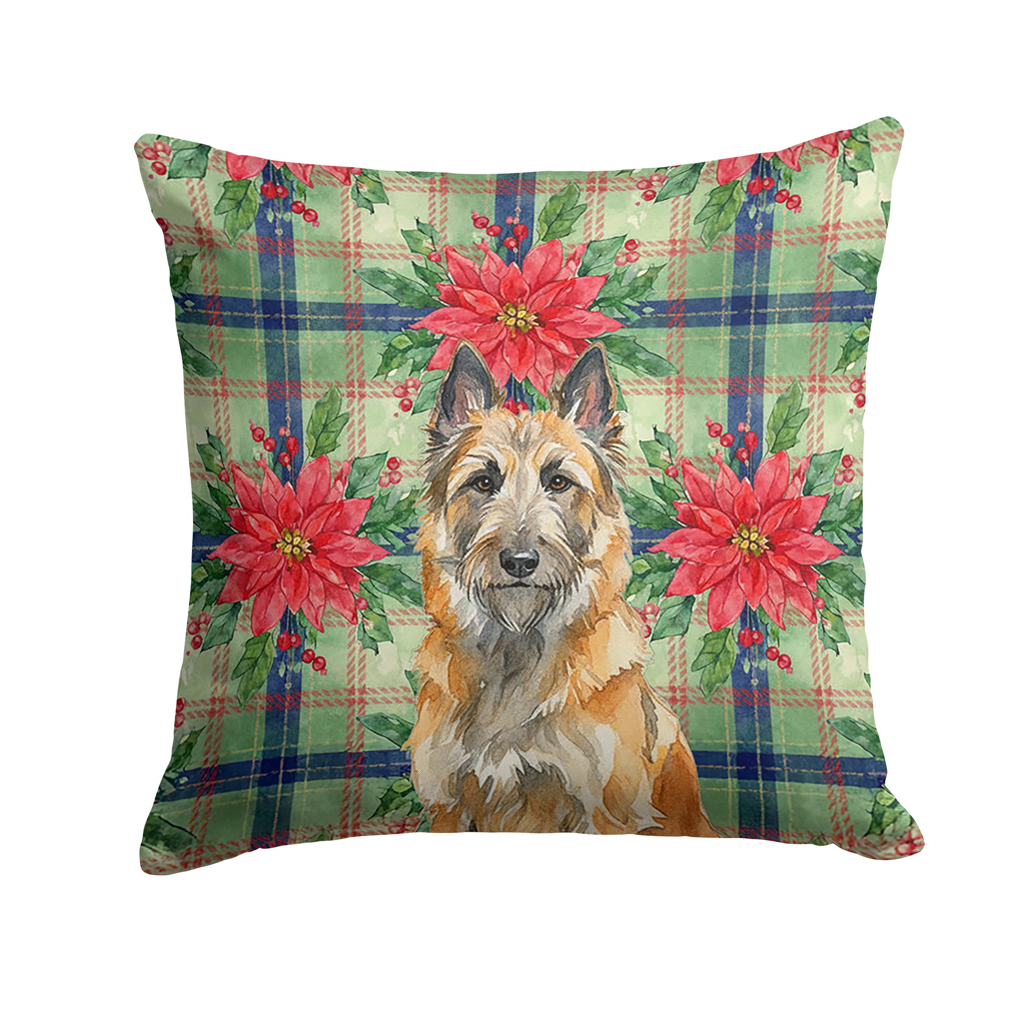 Caroline's Treasures Belgian Laekenois Christmas PoinsettIas Throw Pillow