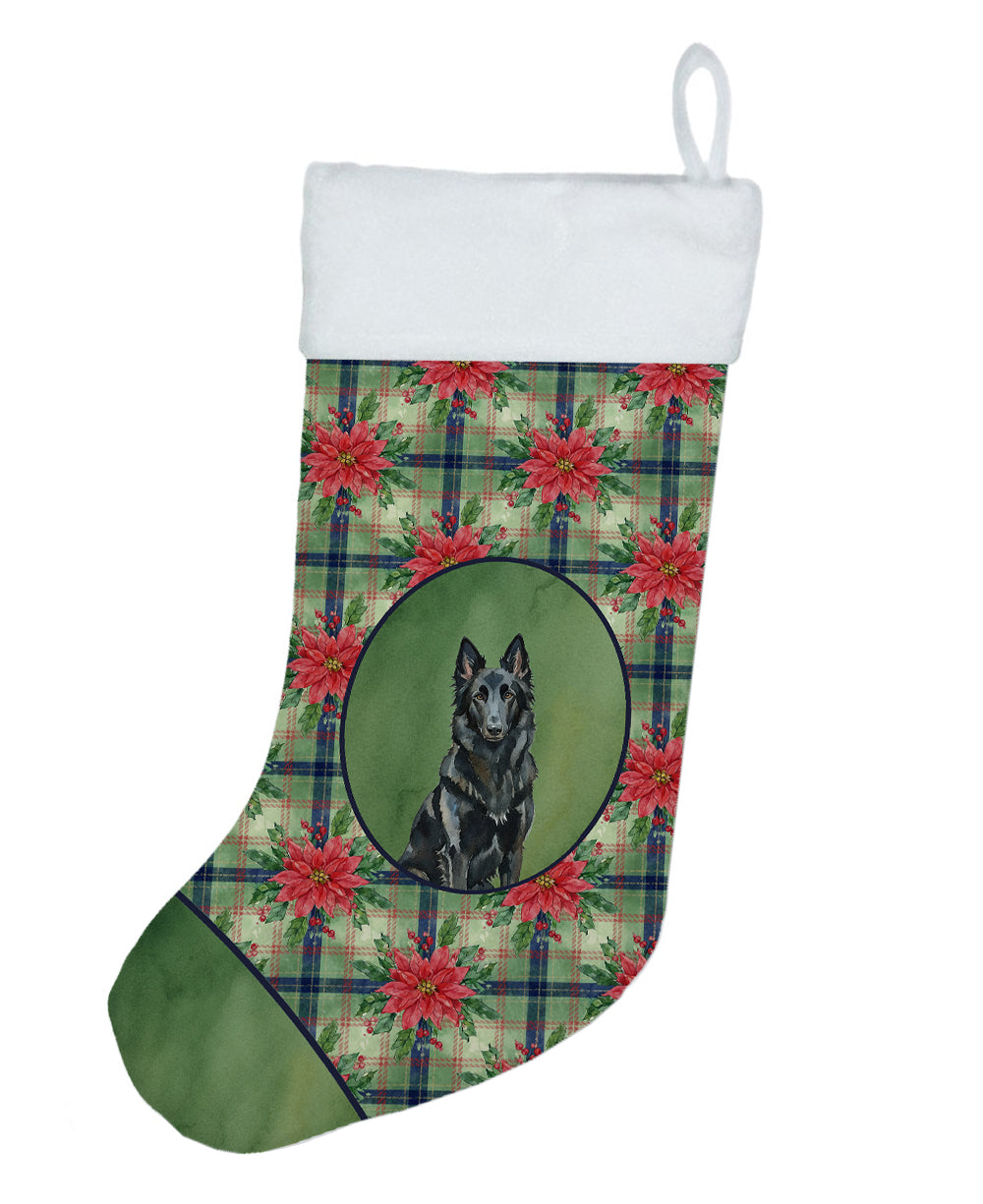 Caroline's Treasures Belgian Sheepdog Groenendael Christmas PoinsettIas Holiday Stocking