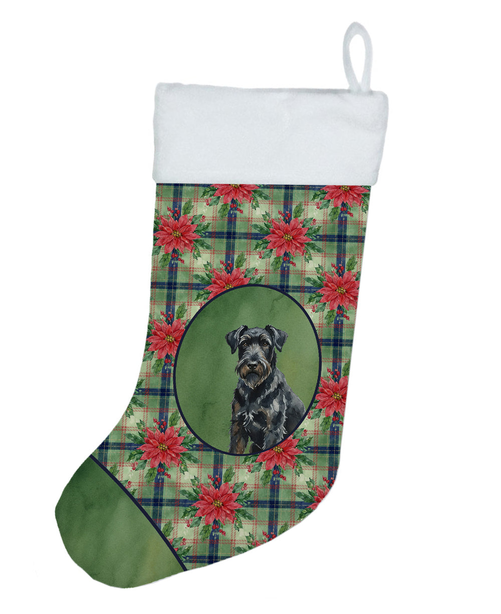 Caroline's Treasures Black Russian Terrier Christmas PoinsettIas Holiday Stocking