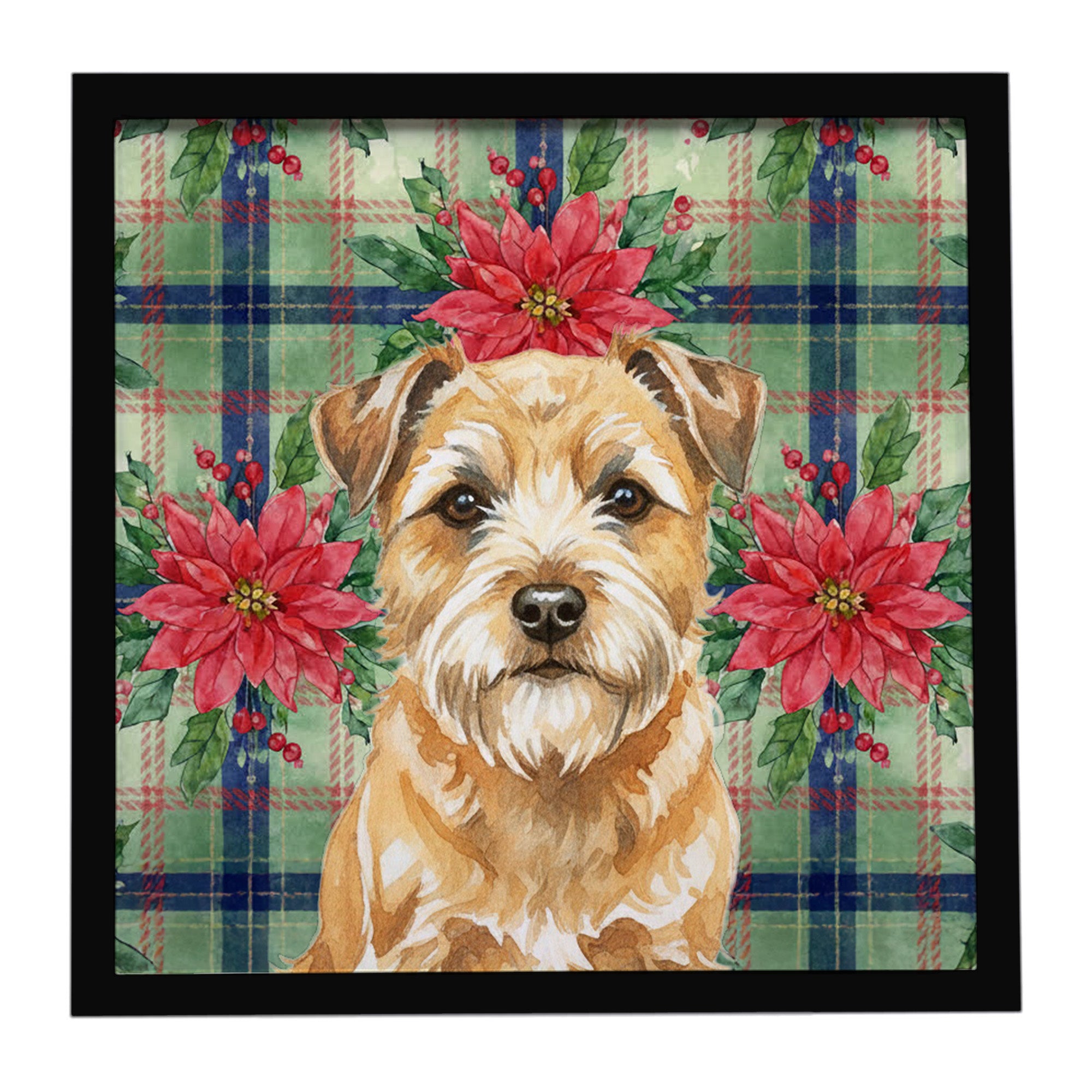 Caroline's Treasures Wheaten Border Terrier Christmas PoinsettIas Framed Metal Print