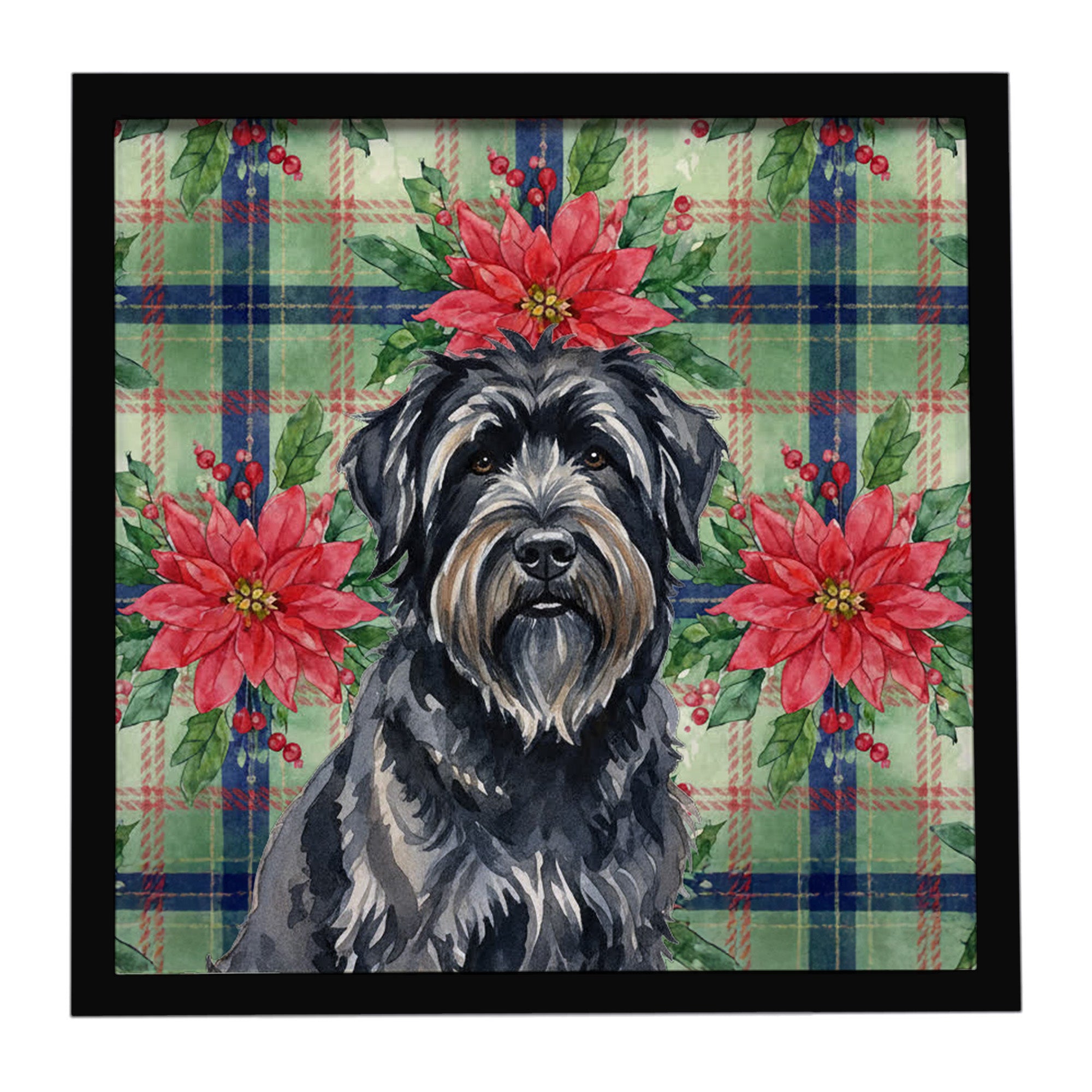Caroline's Treasures Bouvier des Flandres Christmas PoinsettIas Framed Metal Print