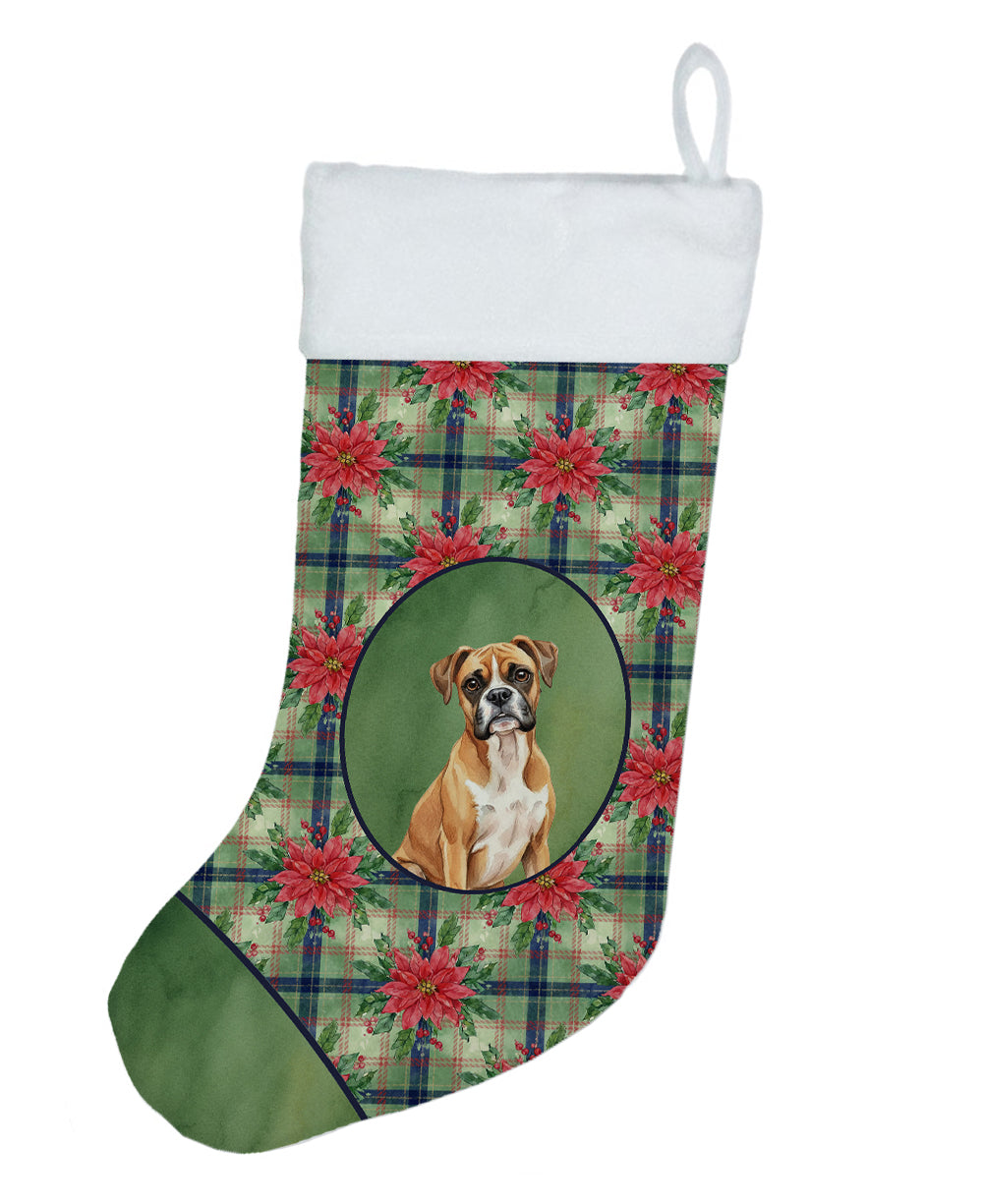 Caroline's Treasures Boxer Christmas PoinsettIas Holiday Stocking