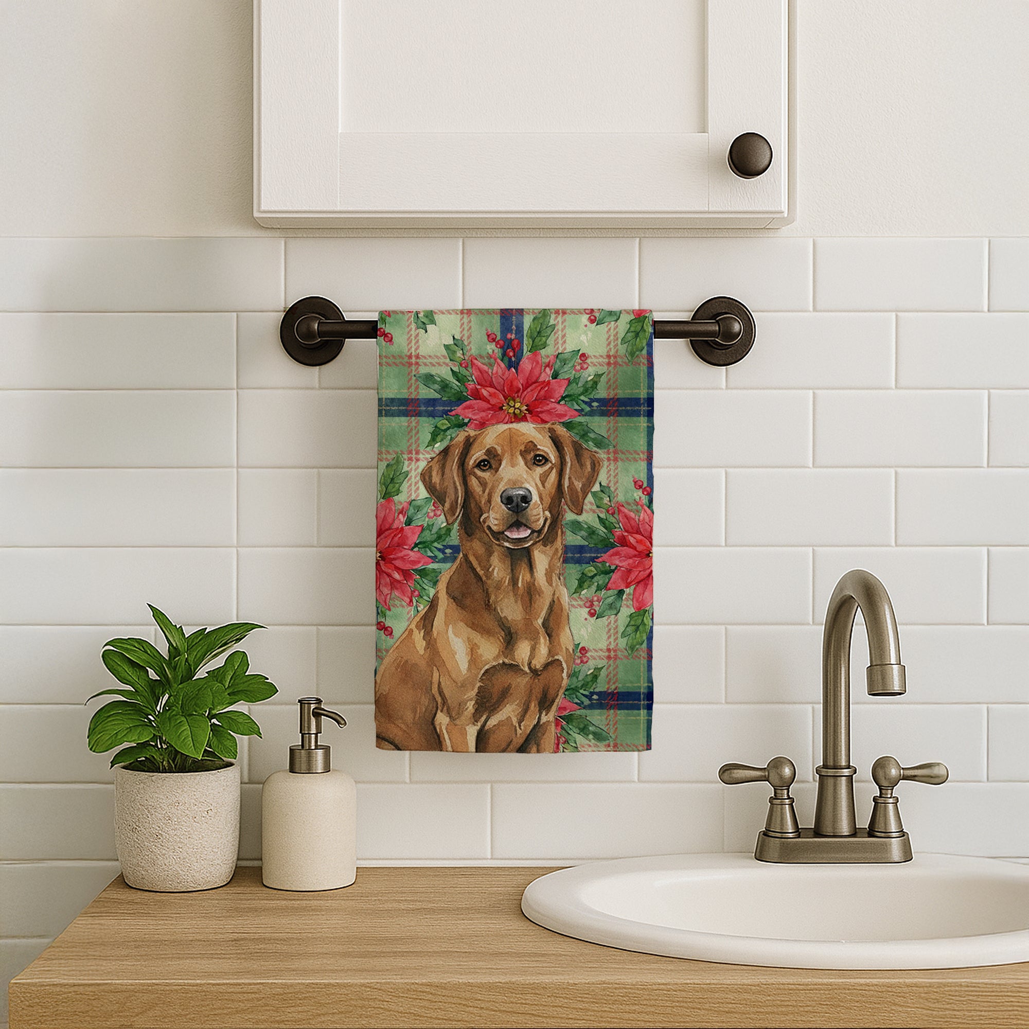 Caroline's Treasures Chesapeake Bay Retriever Christmas PoinsettIas Kitchen Towel