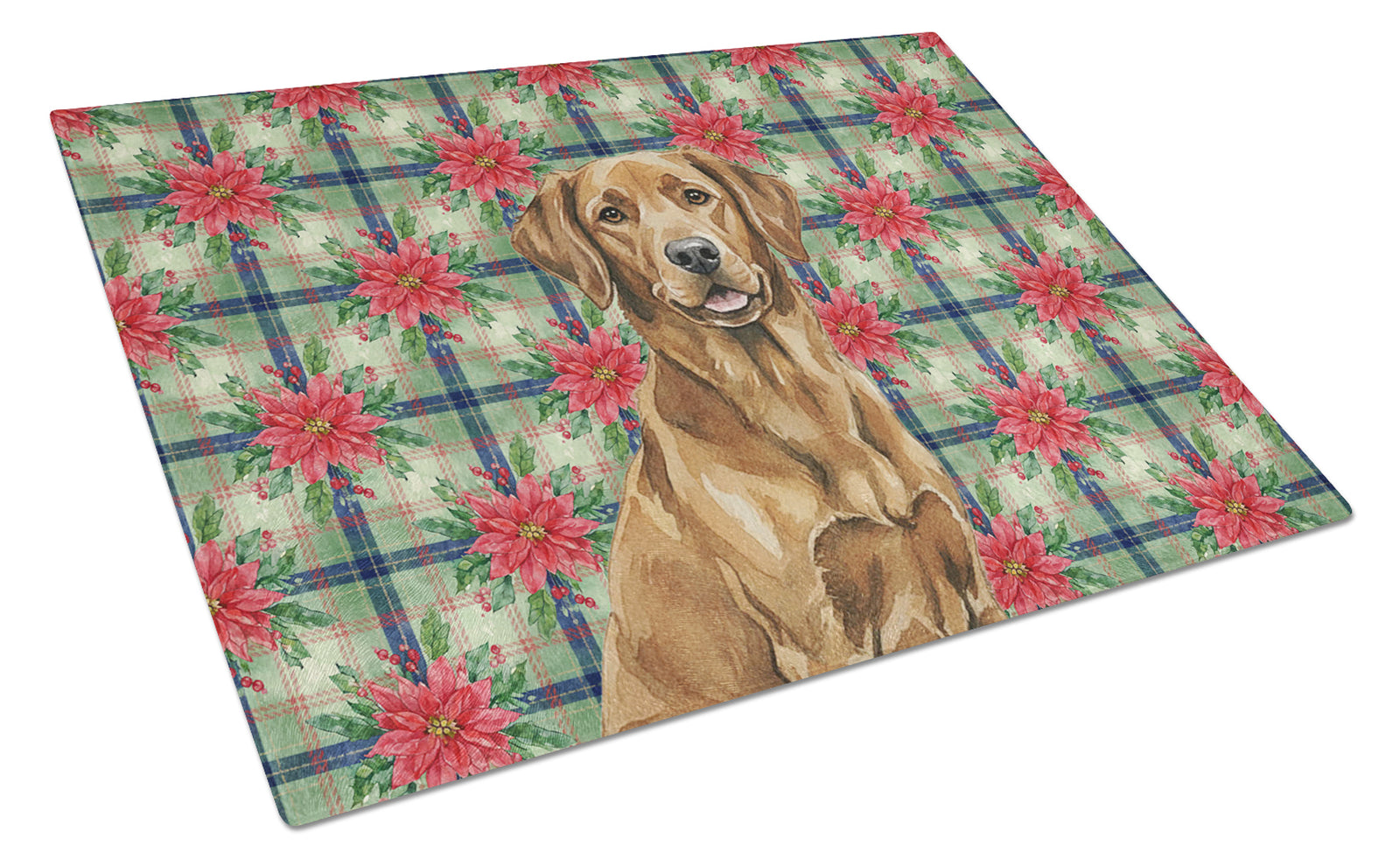 Caroline's Treasures Chesapeake Bay Retriever Christmas PoinsettIas Glass Cutting Board