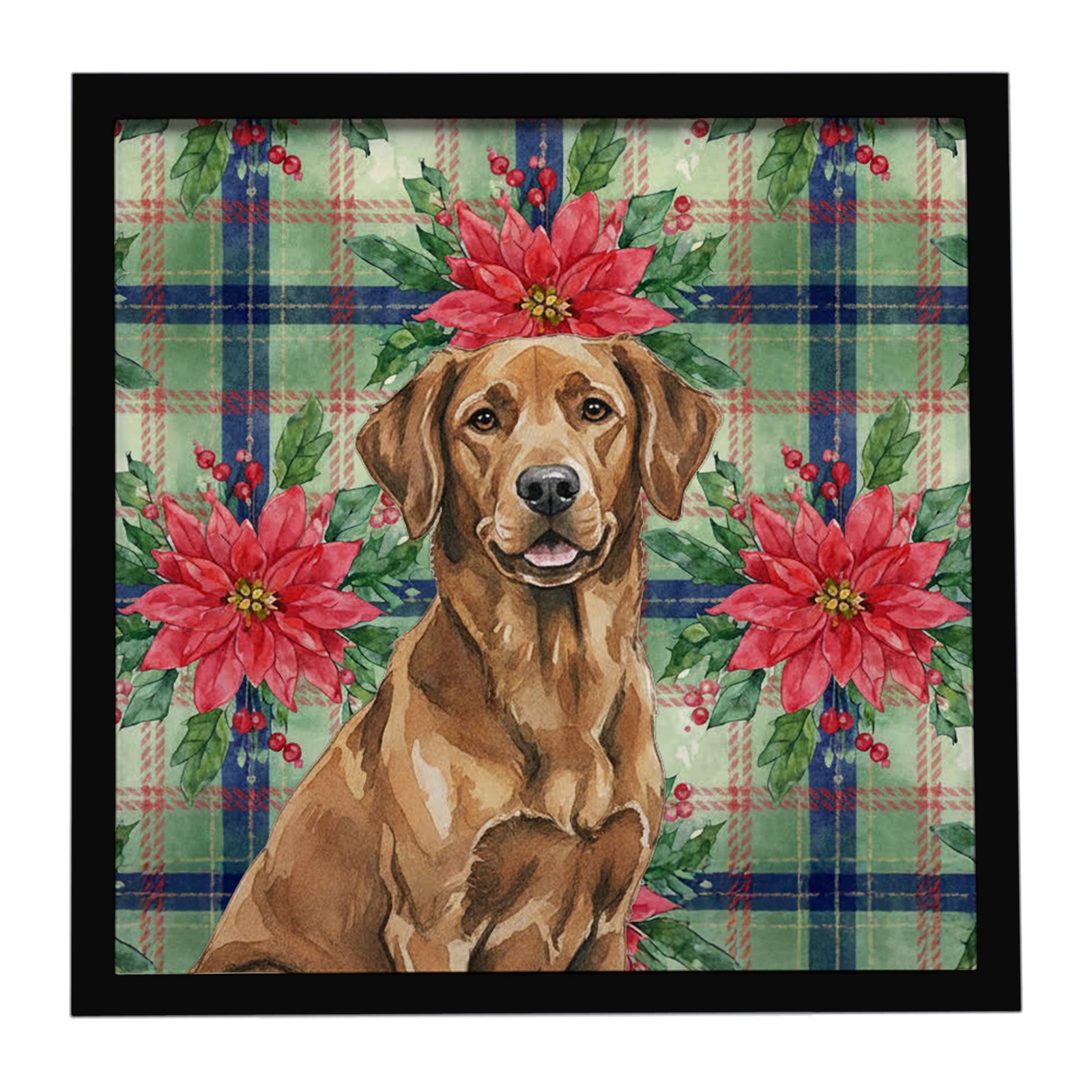 Caroline's Treasures Chesapeake Bay Retriever Christmas PoinsettIas Framed Metal Print