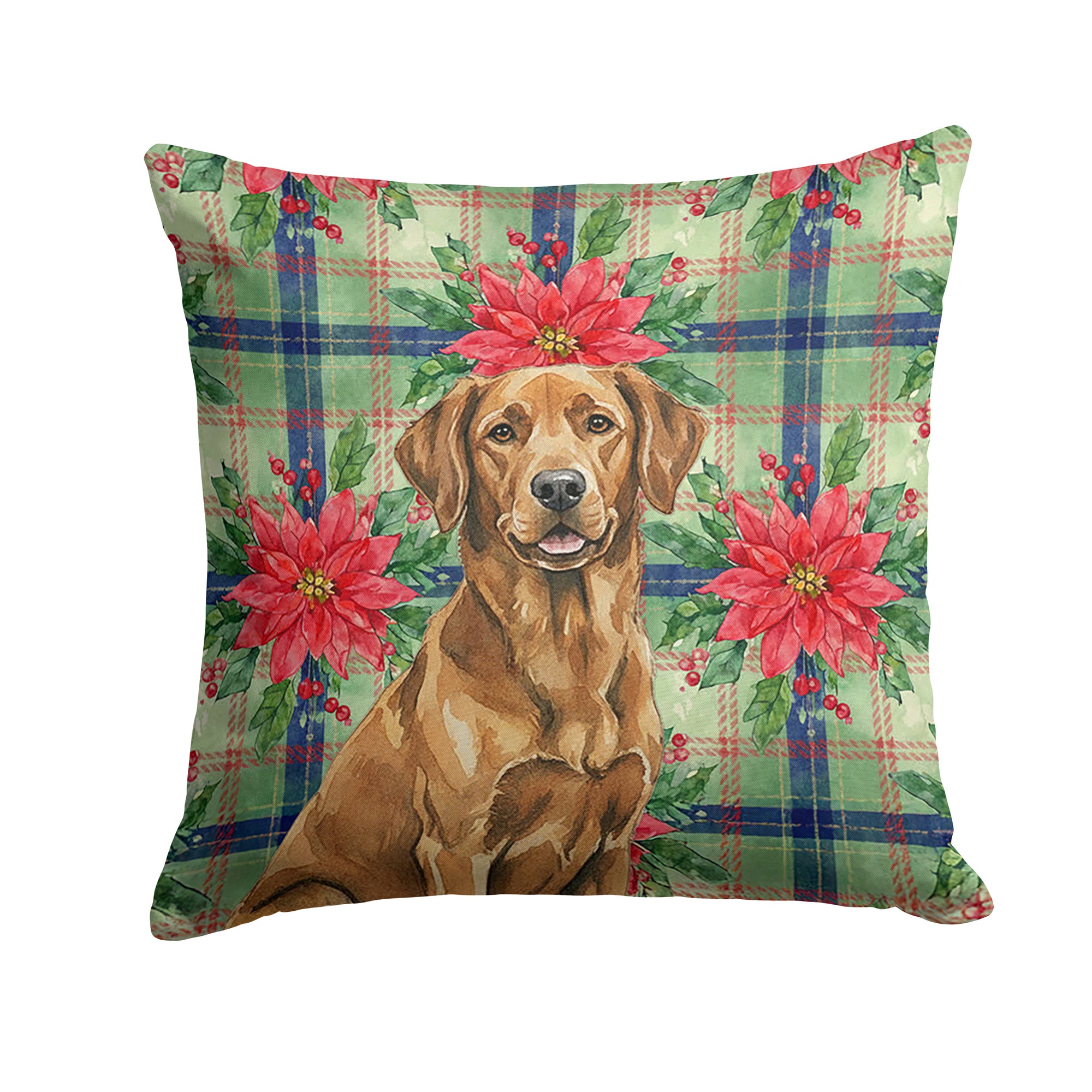 Caroline's Treasures Chesapeake Bay Retriever Christmas PoinsettIas Throw Pillow