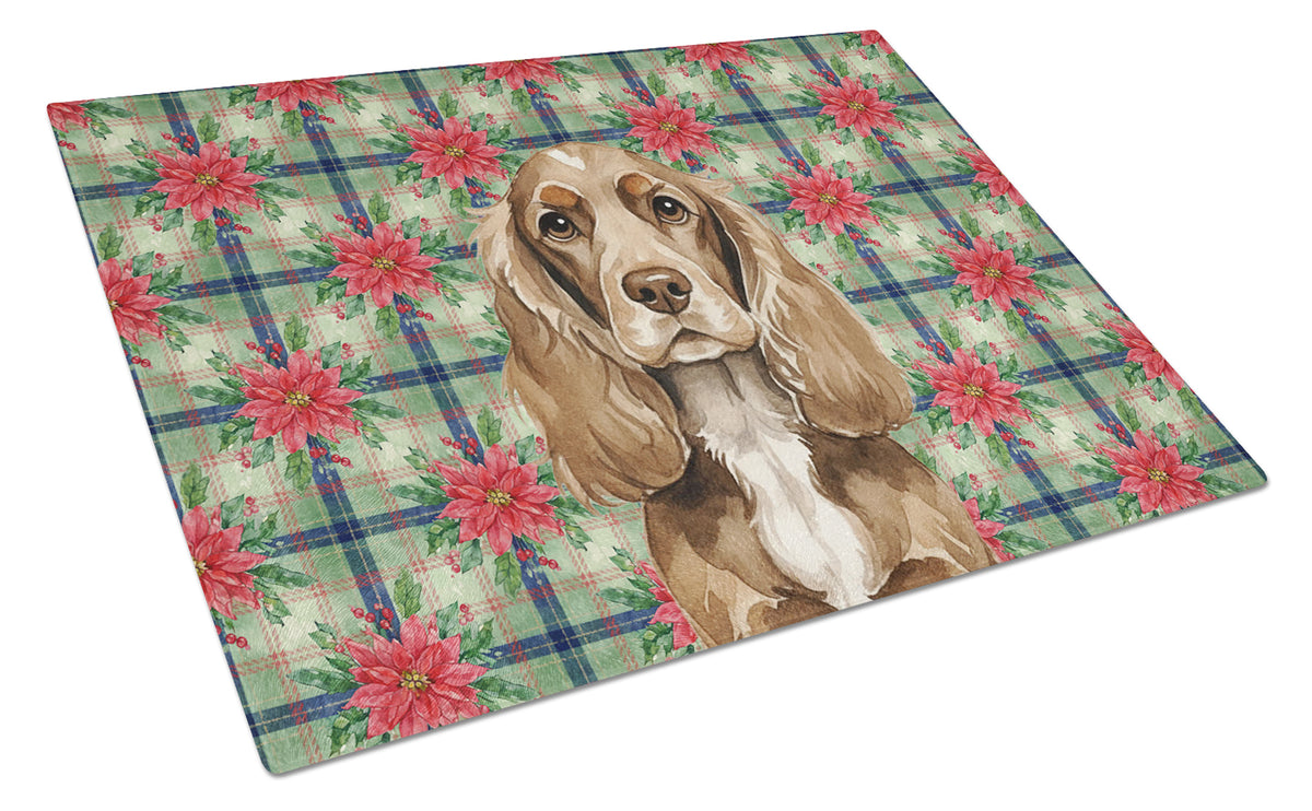 Caroline's Treasures Chocolate Cocker Spaniel Christmas PoinsettIas Glass Cutting Board