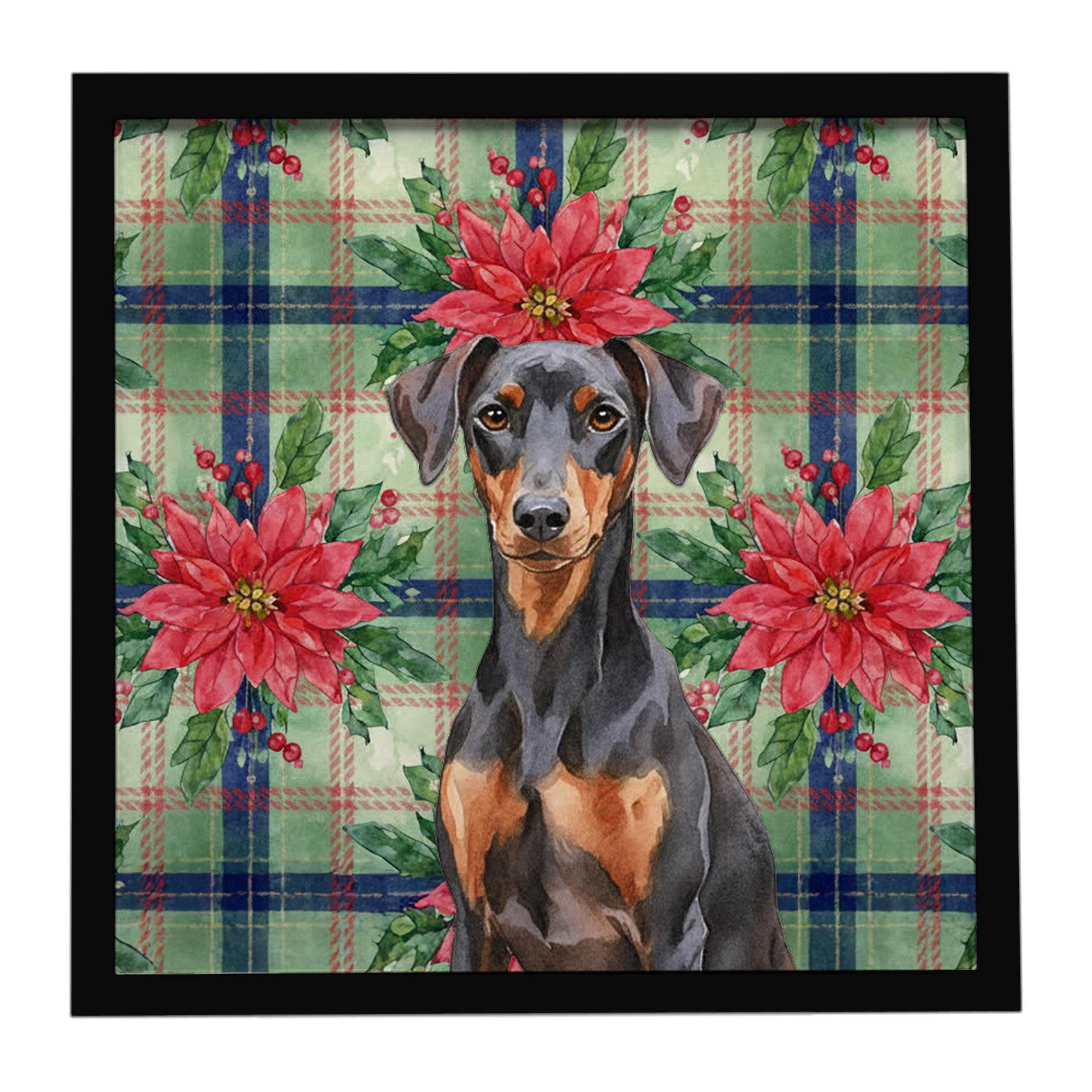 Caroline's Treasures German Pinscher Christmas PoinsettIas Framed Metal Print