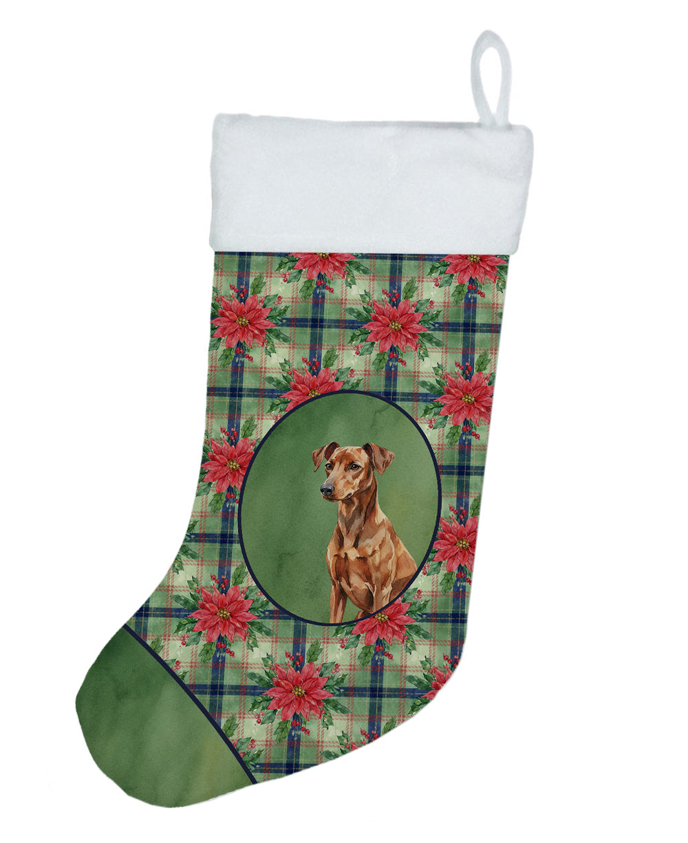 Caroline's Treasures Red German Pinscher Christmas PoinsettIas Holiday Stocking