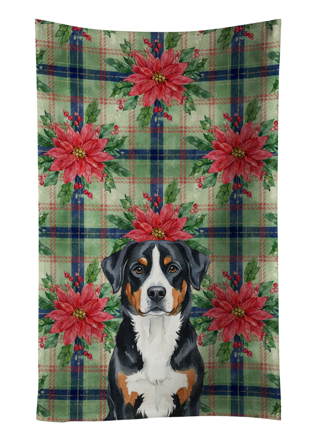 Caroline's Treasures Greater Swiss Mountain Dog Christmas PoinsettIas Kitchen Towel