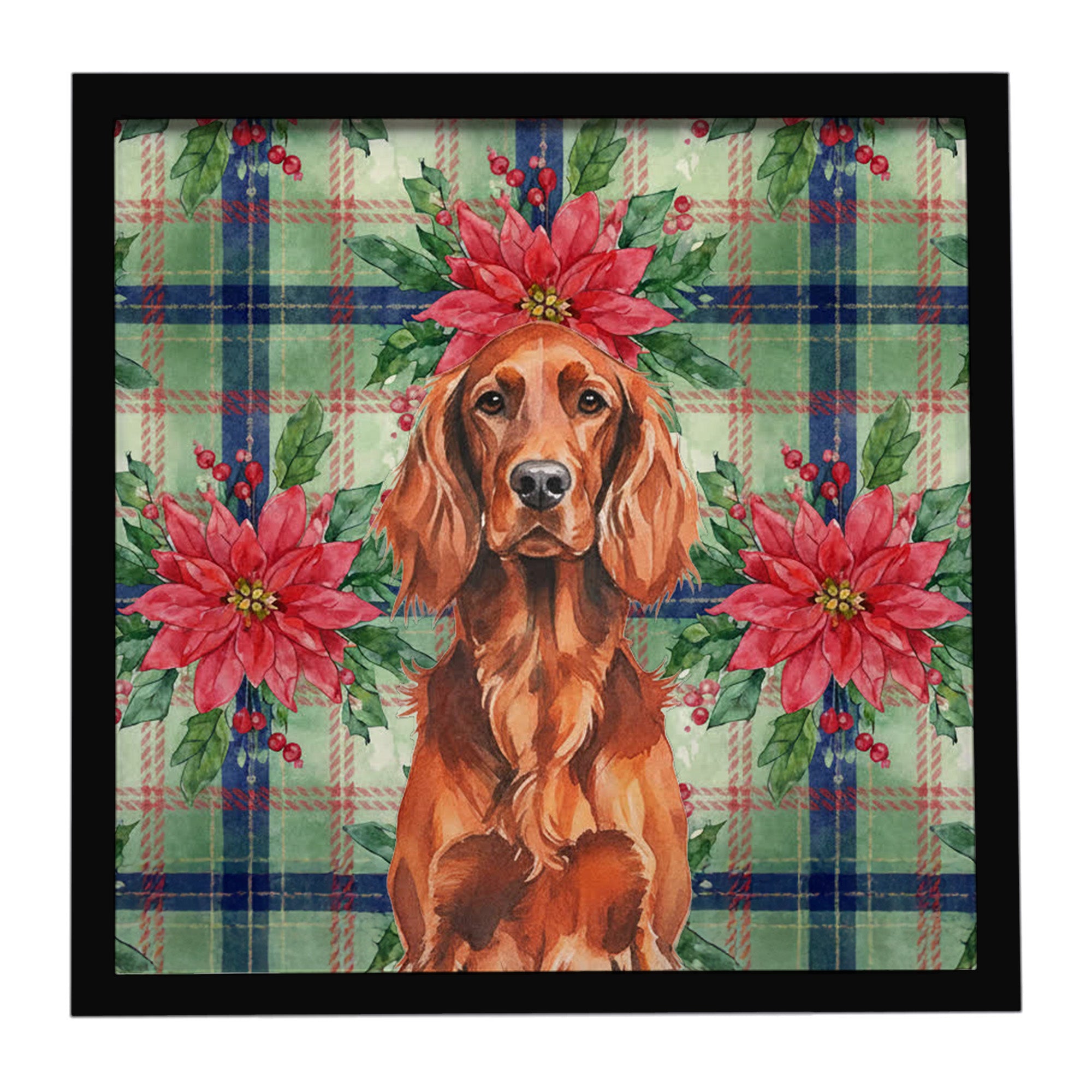Caroline's Treasures Irish Setter Christmas PoinsettIas Framed Metal Print