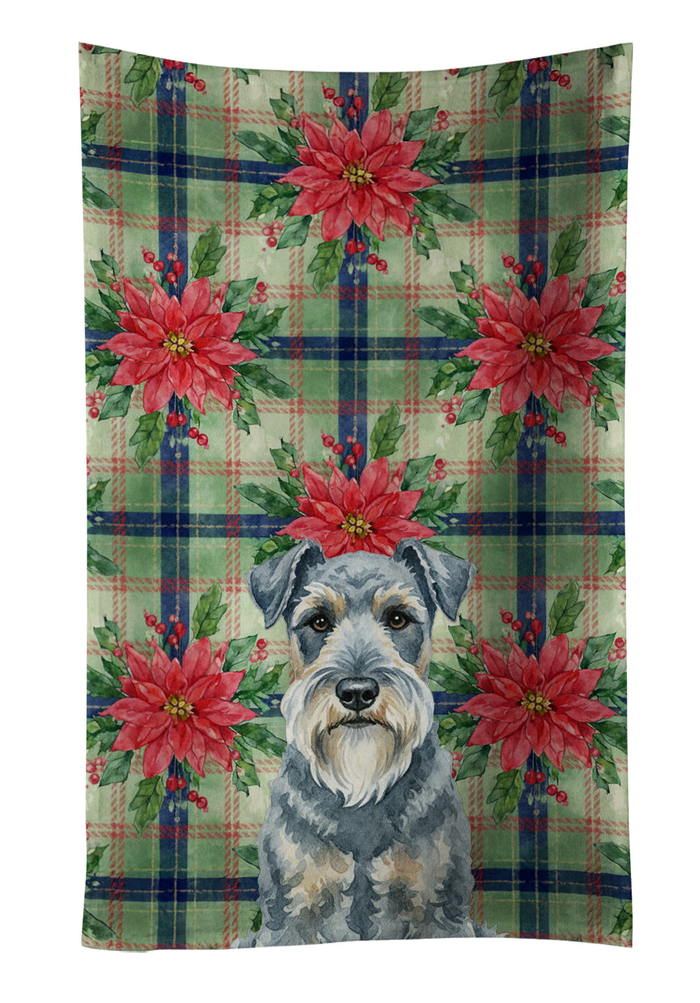 Caroline's Treasures Kerry Blue Terrier Christmas PoinsettIas Kitchen Towel
