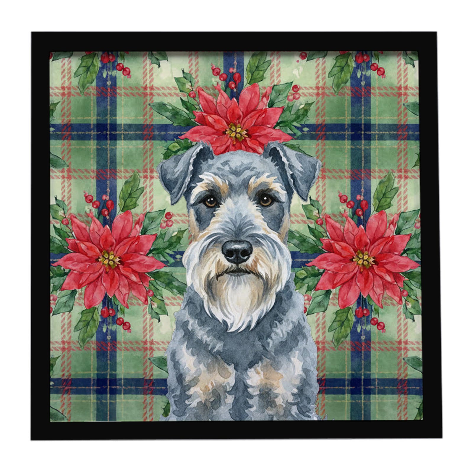 Caroline's Treasures Kerry Blue Terrier Christmas PoinsettIas Framed Metal Print