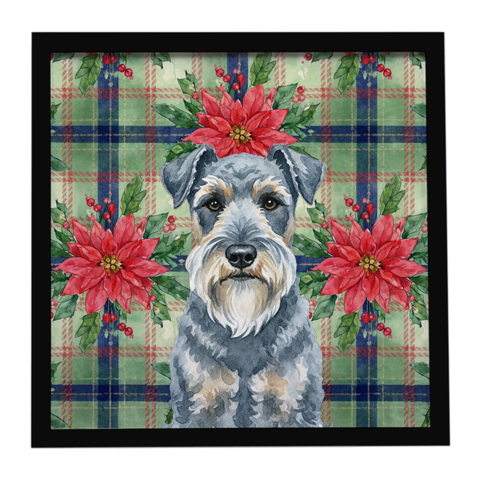 Caroline's Treasures Kerry Blue Terrier Christmas PoinsettIas Framed Metal Print