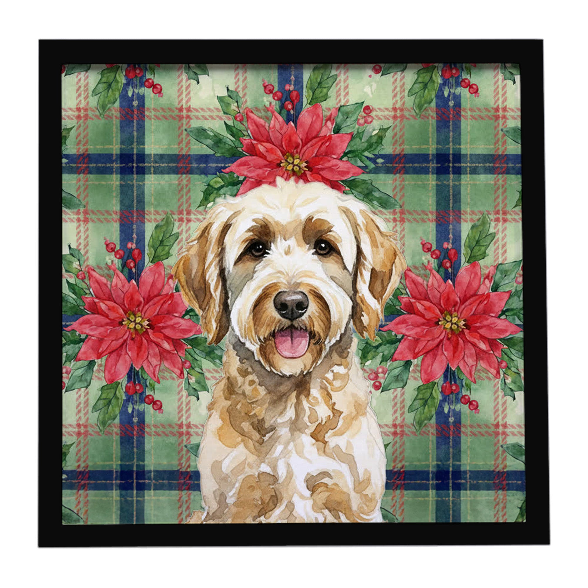Caroline's Treasures Labradoodle Christmas PoinsettIas Framed Metal Print