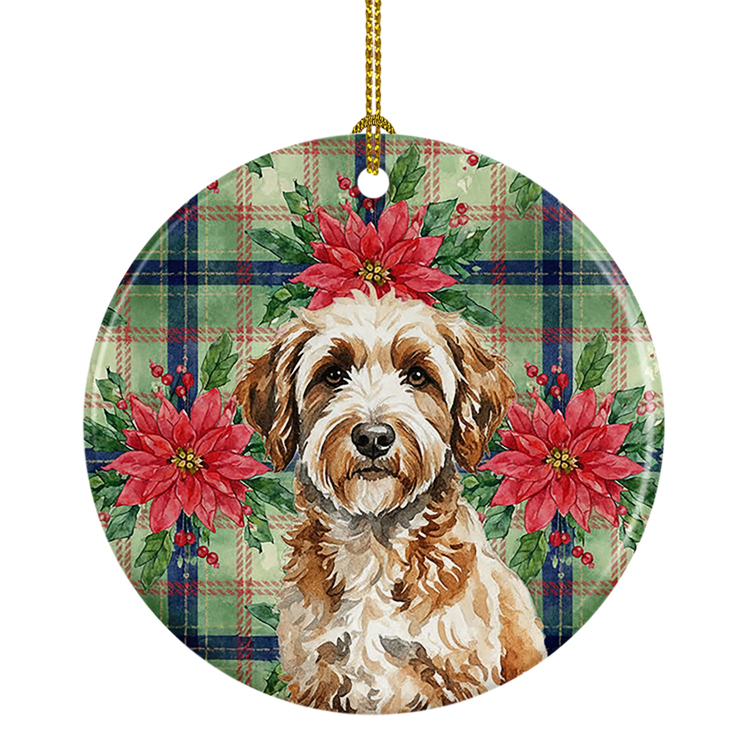 Caroline's Treasures Lagotto Romagnolo Christmas PoinsettIas Ceramic Ornament