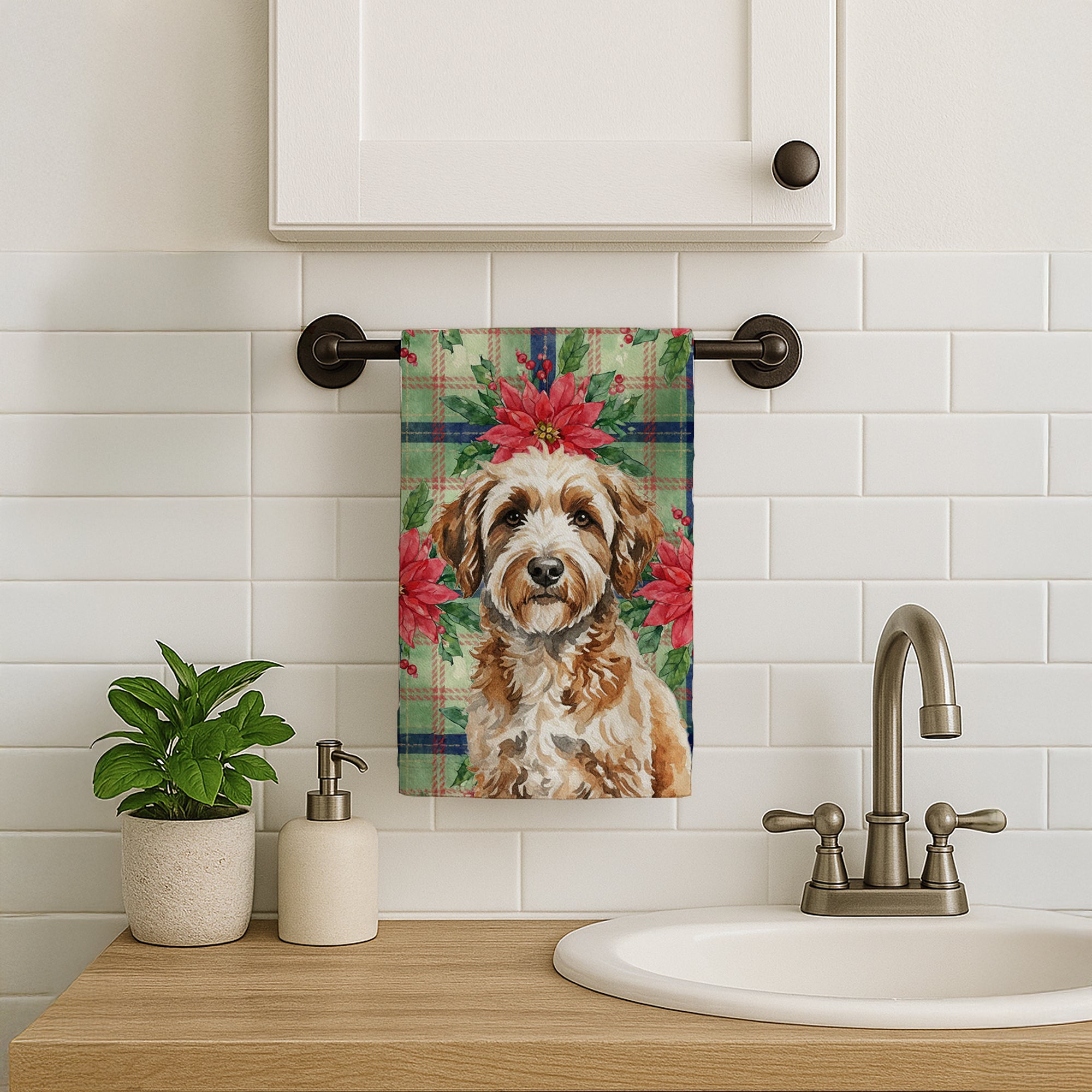 Caroline's Treasures Lagotto Romagnolo Christmas PoinsettIas Kitchen Towel
