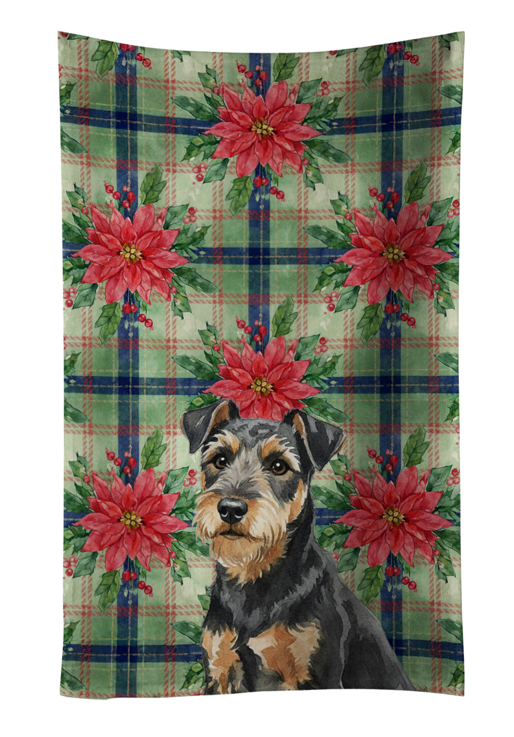 Caroline's Treasures Black and Tan Lakeland Terrier Christmas PoinsettIas Kitchen Towel