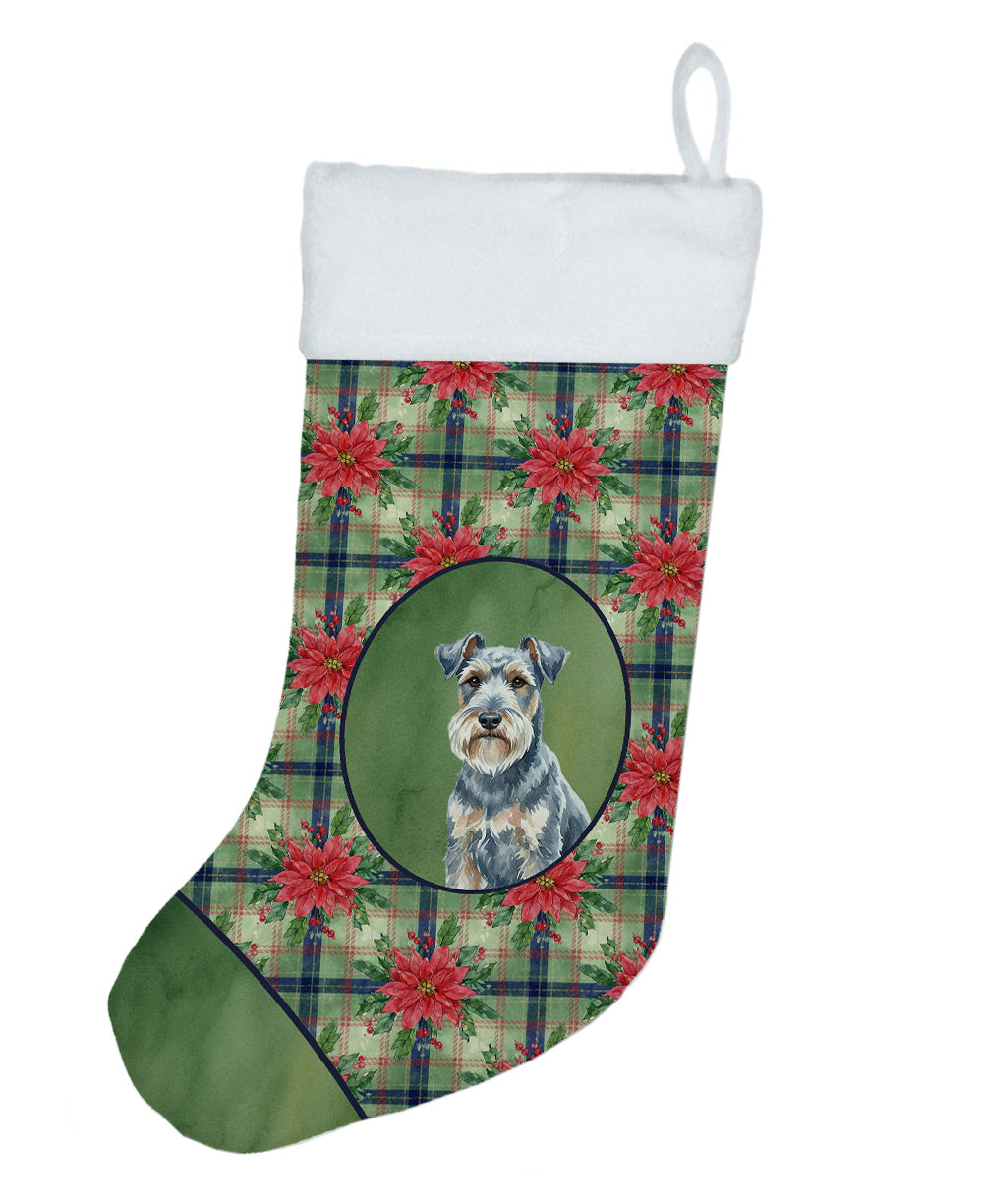 Caroline's Treasures Blue Lakeland Terrier Christmas PoinsettIas Holiday Stocking