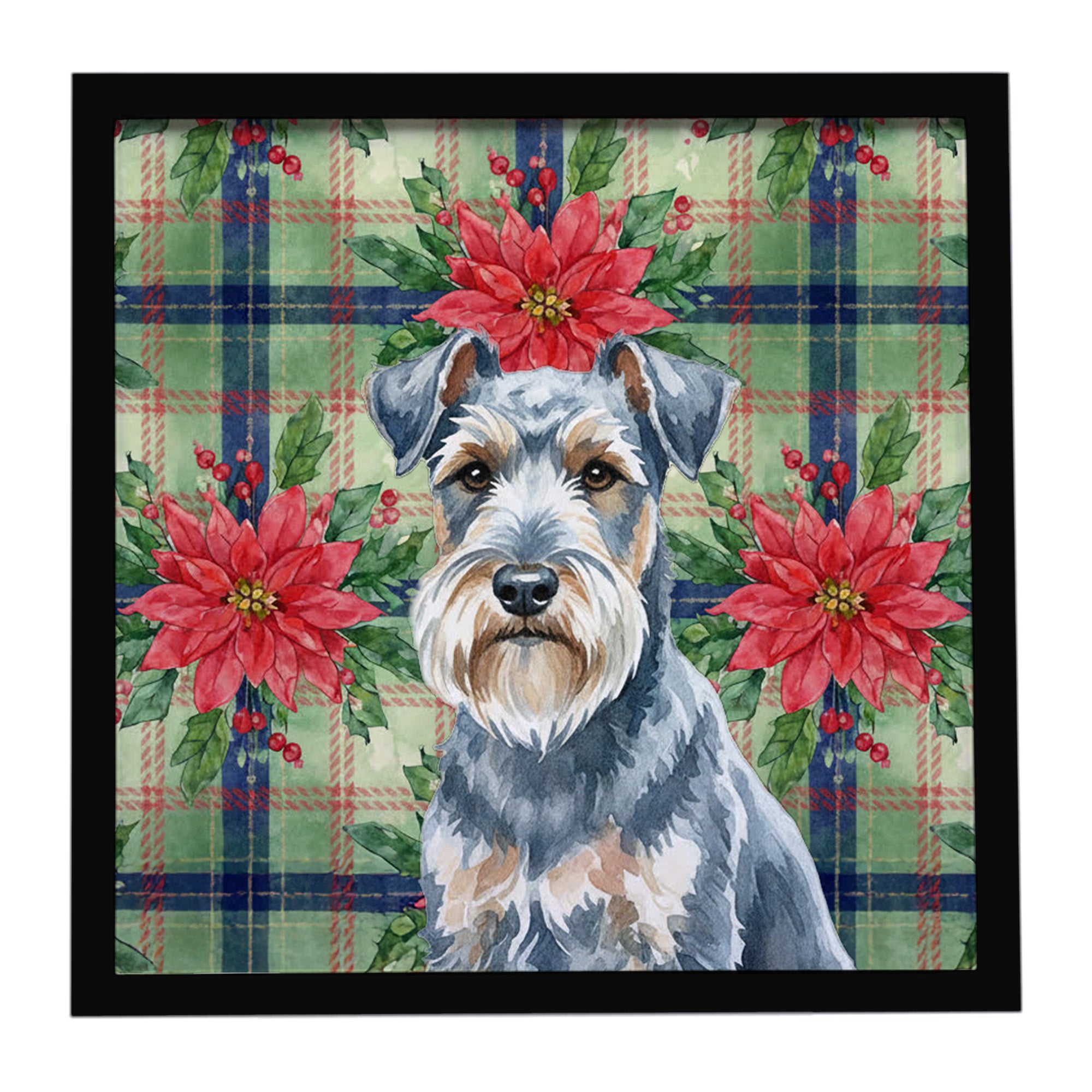 Caroline's Treasures Blue Lakeland Terrier Christmas PoinsettIas Framed Metal Print