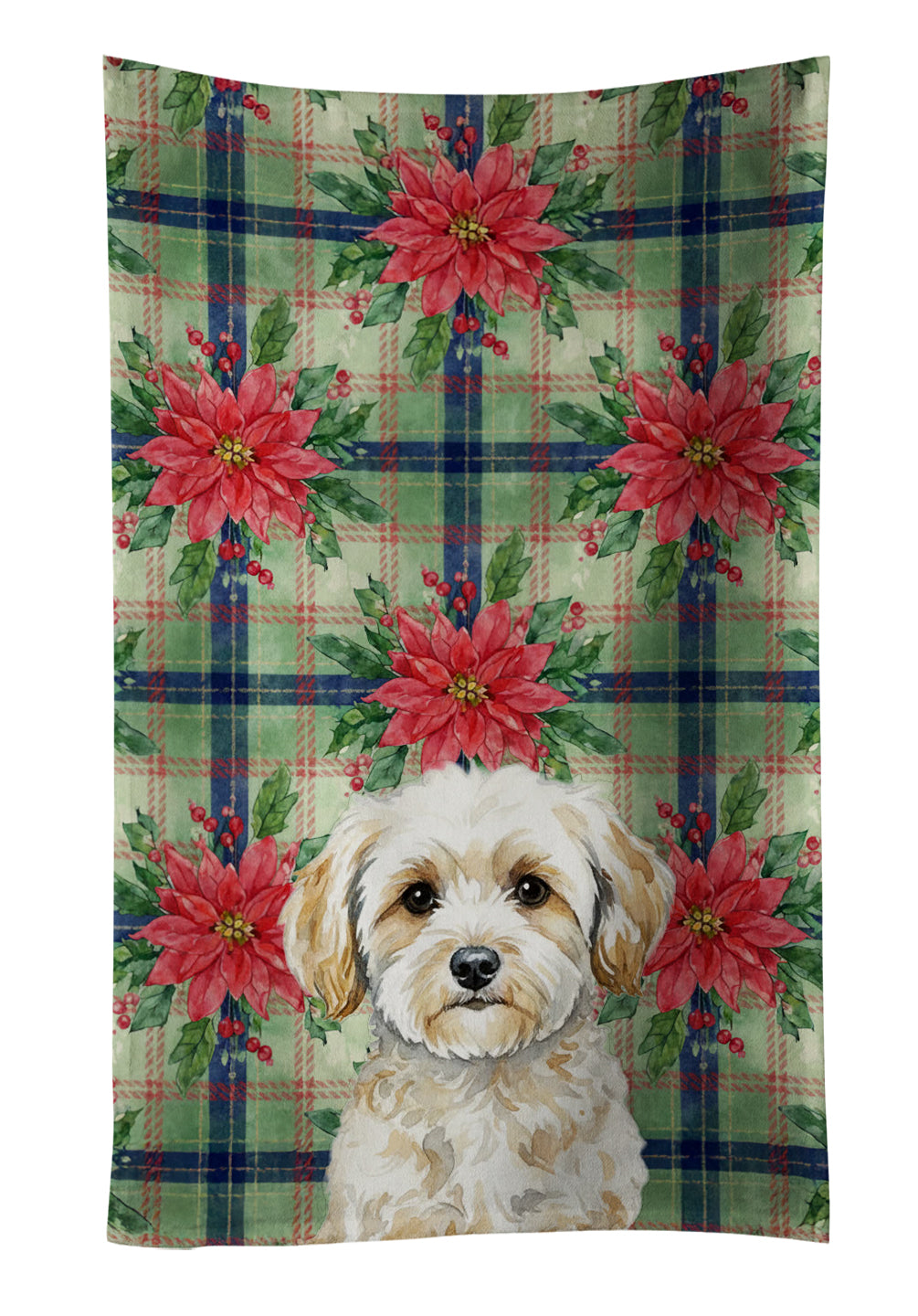 Caroline's Treasures Maltipoo Christmas PoinsettIas Kitchen Towel