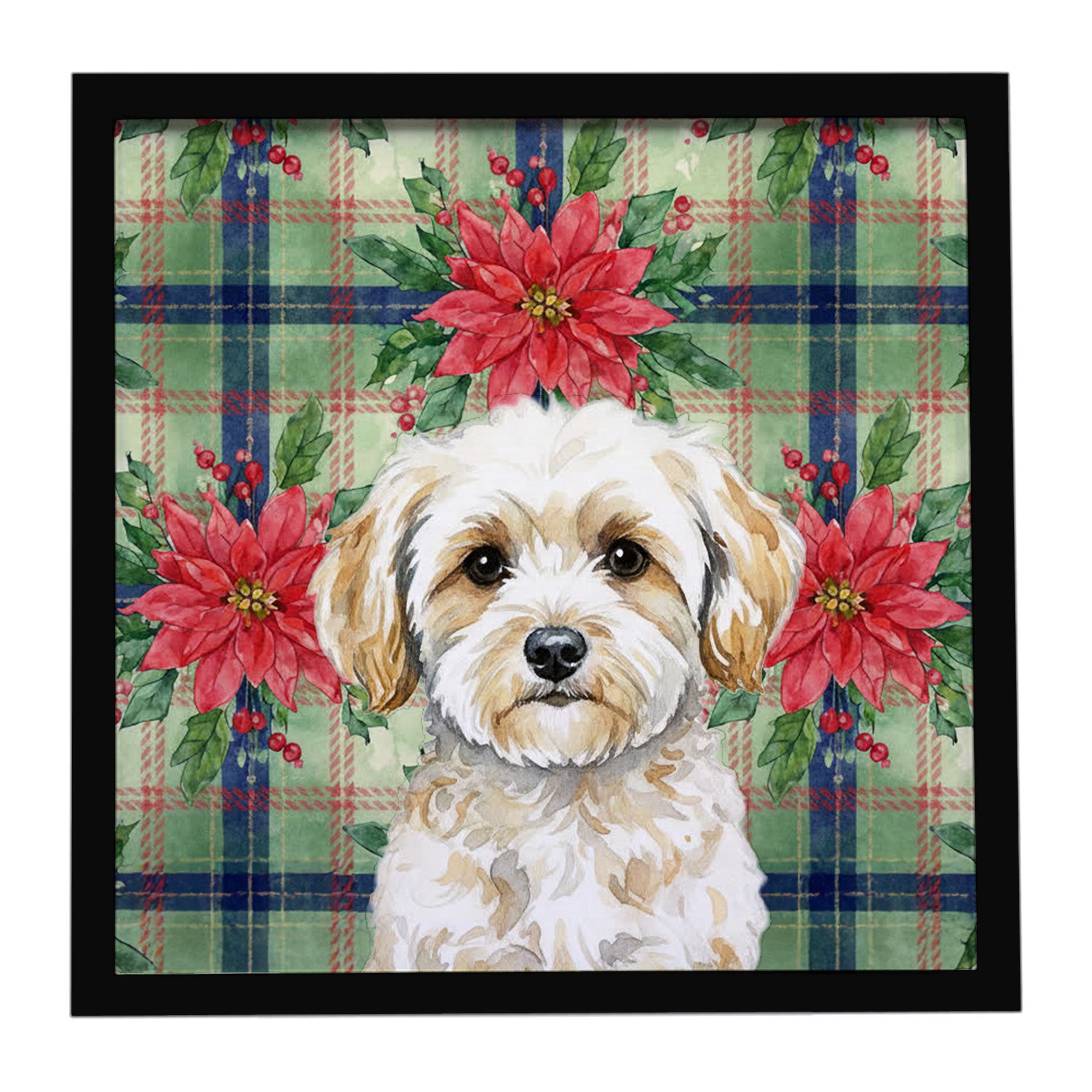 Caroline's Treasures Maltipoo Christmas PoinsettIas Framed Metal Print