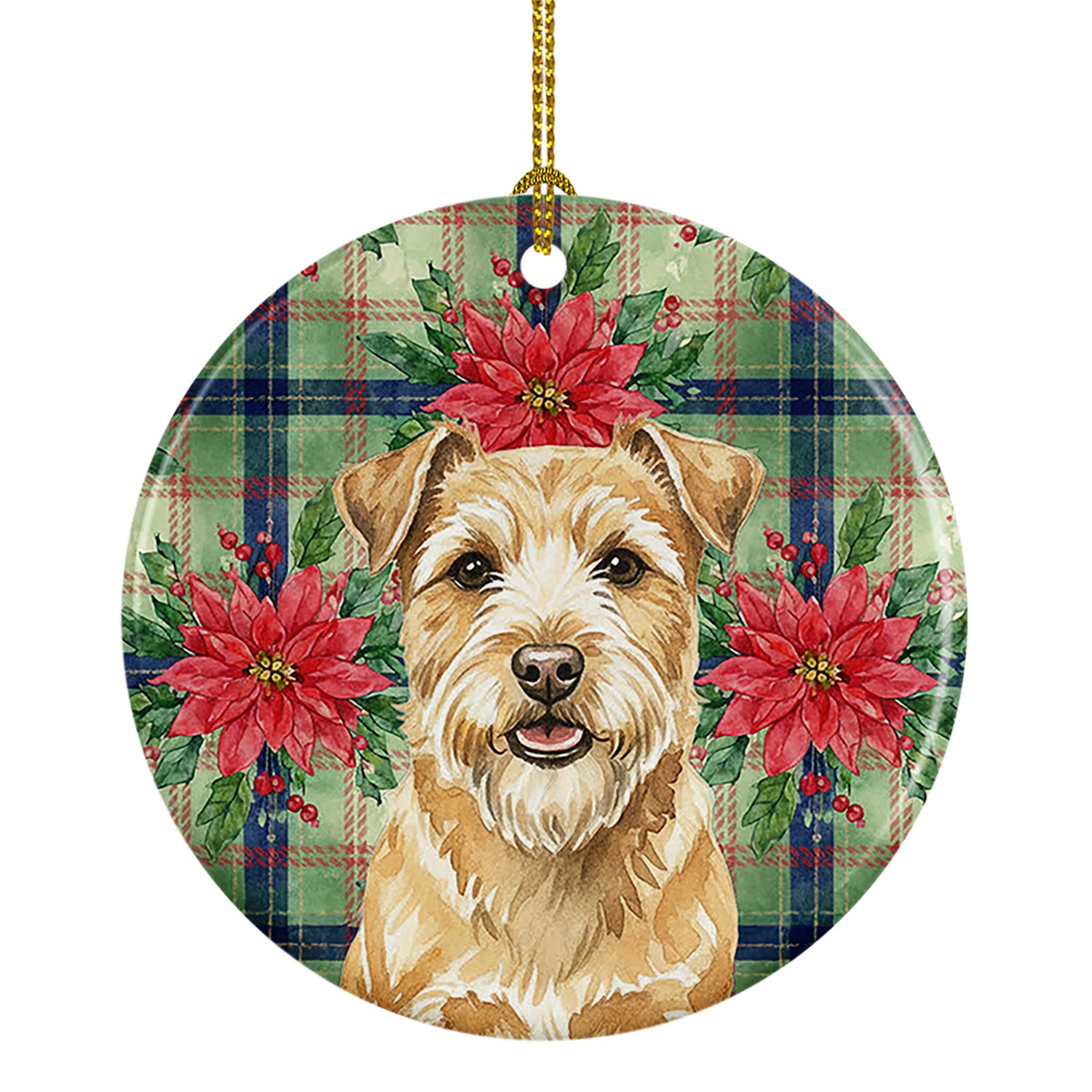 Caroline's Treasures Wheaten Norfolk Terrier Christmas PoinsettIas Ceramic Ornament