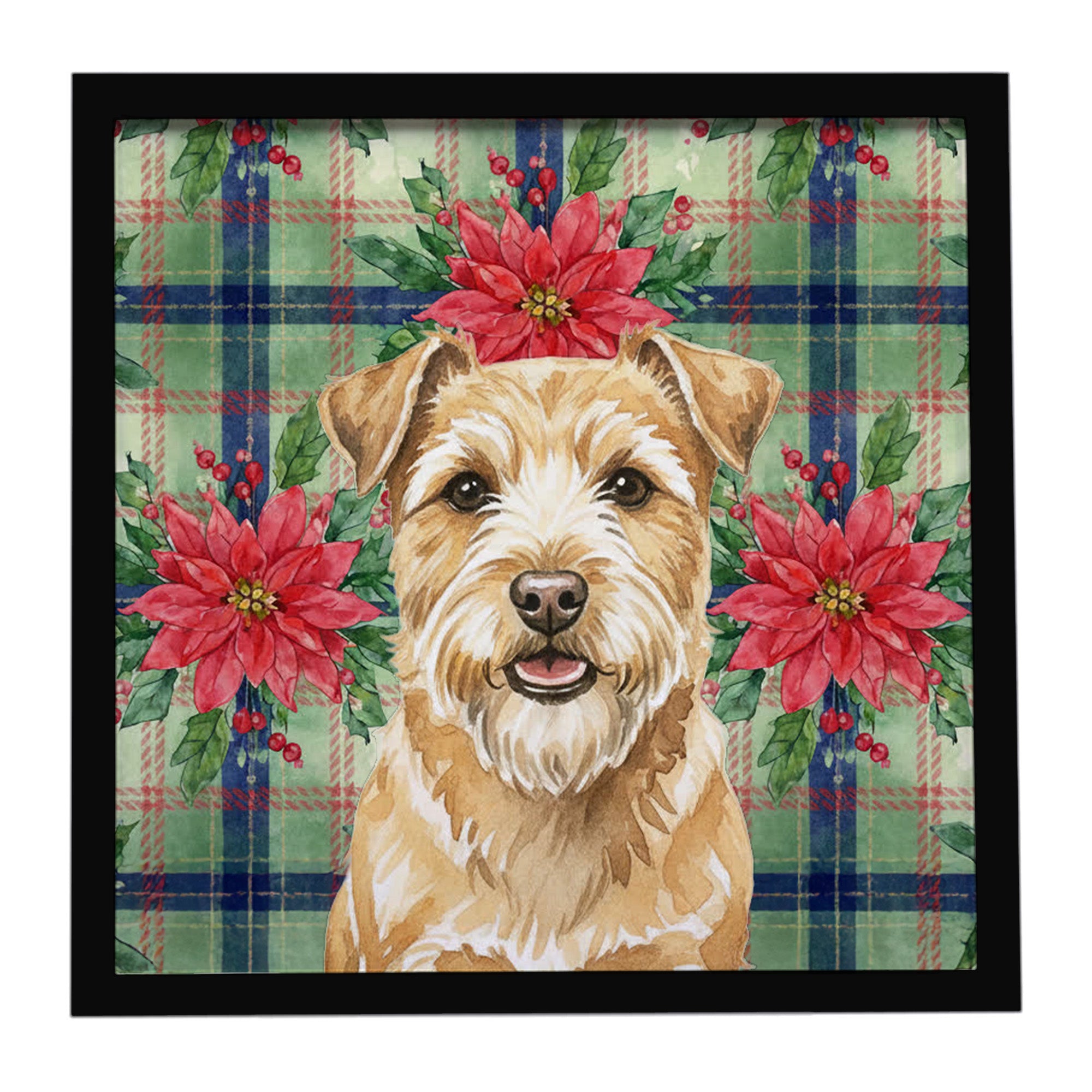 Caroline's Treasures Wheaten Norfolk Terrier Christmas PoinsettIas Framed Metal Print