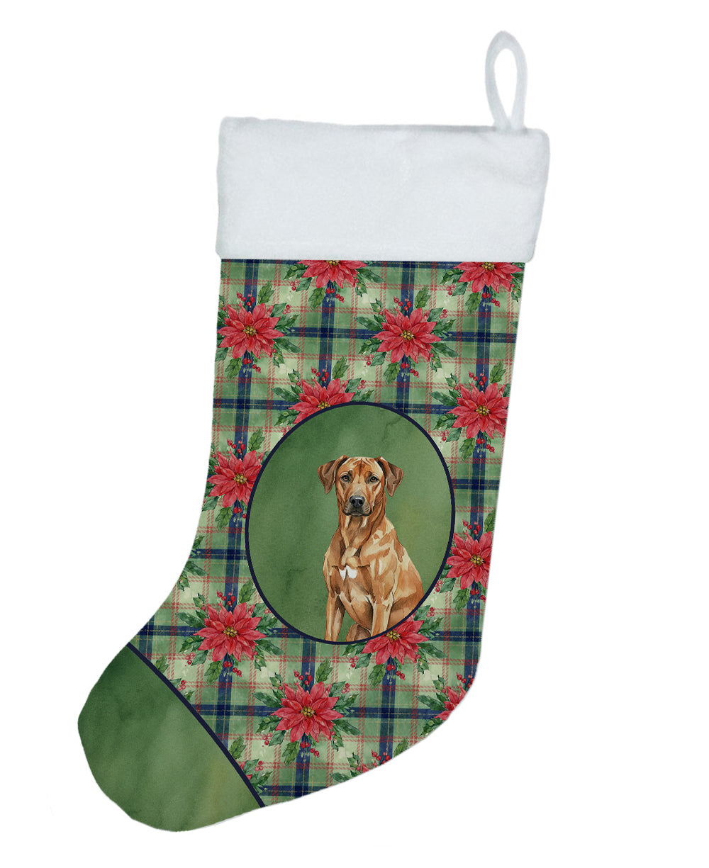 Caroline's Treasures Rhodesian Ridgeback Christmas PoinsettIas Holiday Stocking