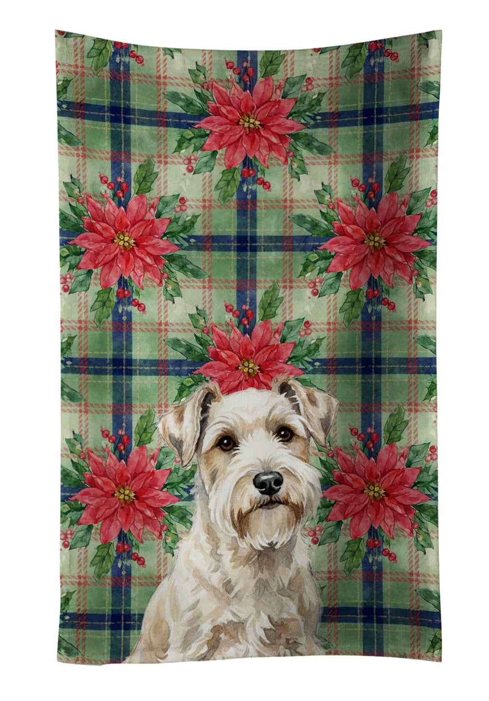 Caroline's Treasures Sealyham Terrier Christmas PoinsettIas Kitchen Towel