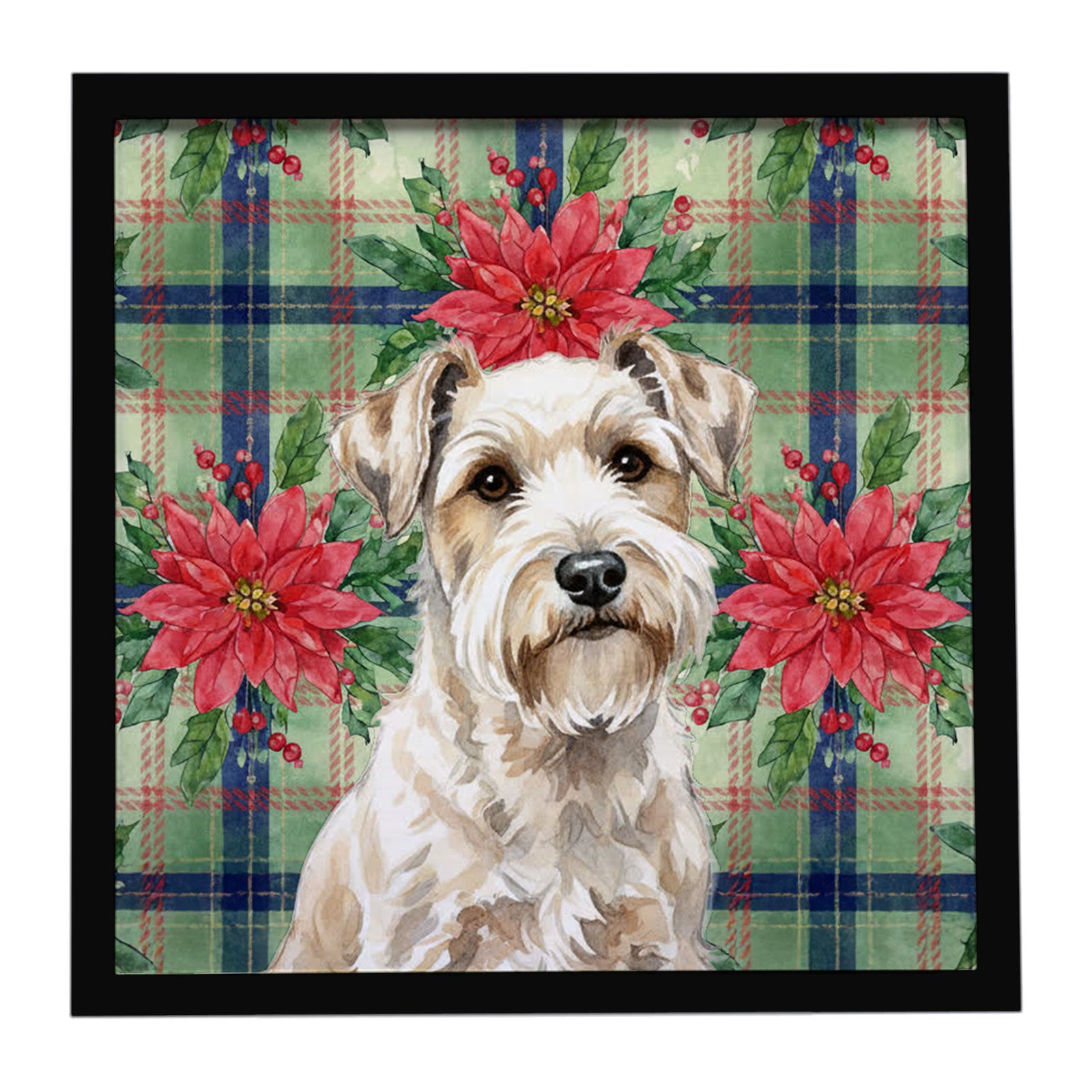 Caroline's Treasures Sealyham Terrier Christmas PoinsettIas Framed Metal Print