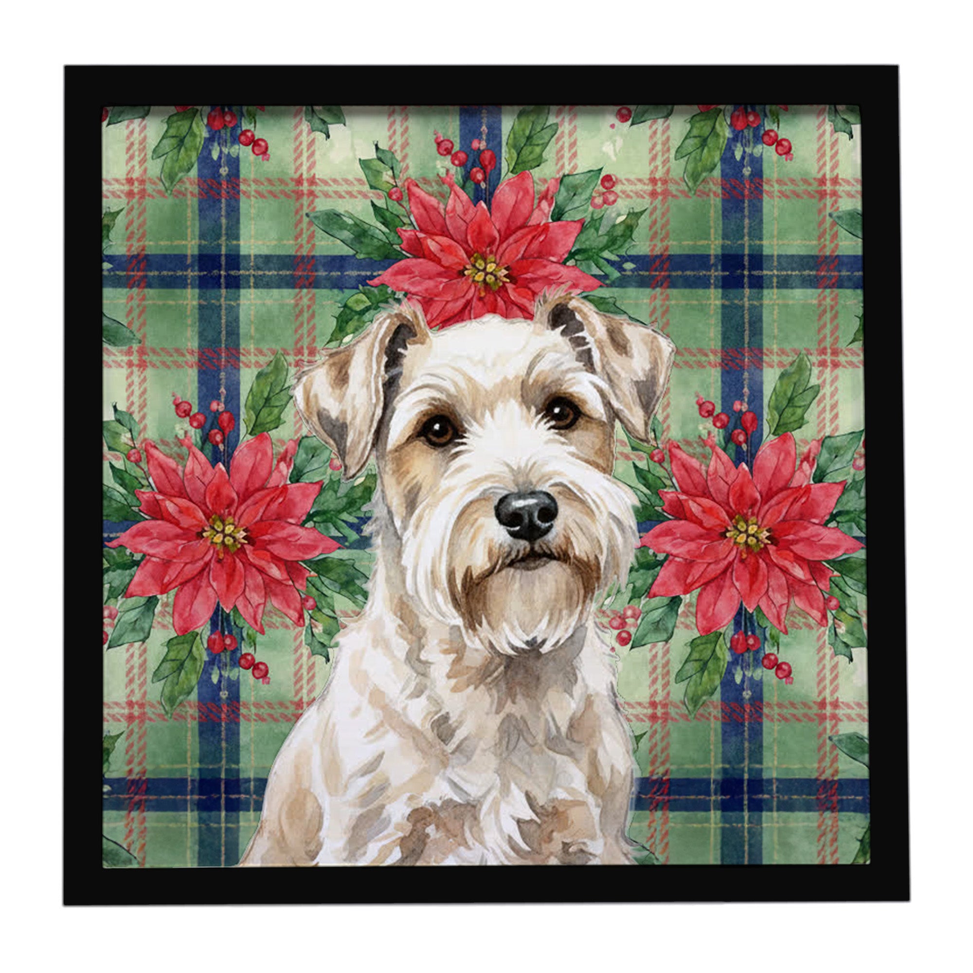 Caroline's Treasures Sealyham Terrier Christmas PoinsettIas Framed Metal Print