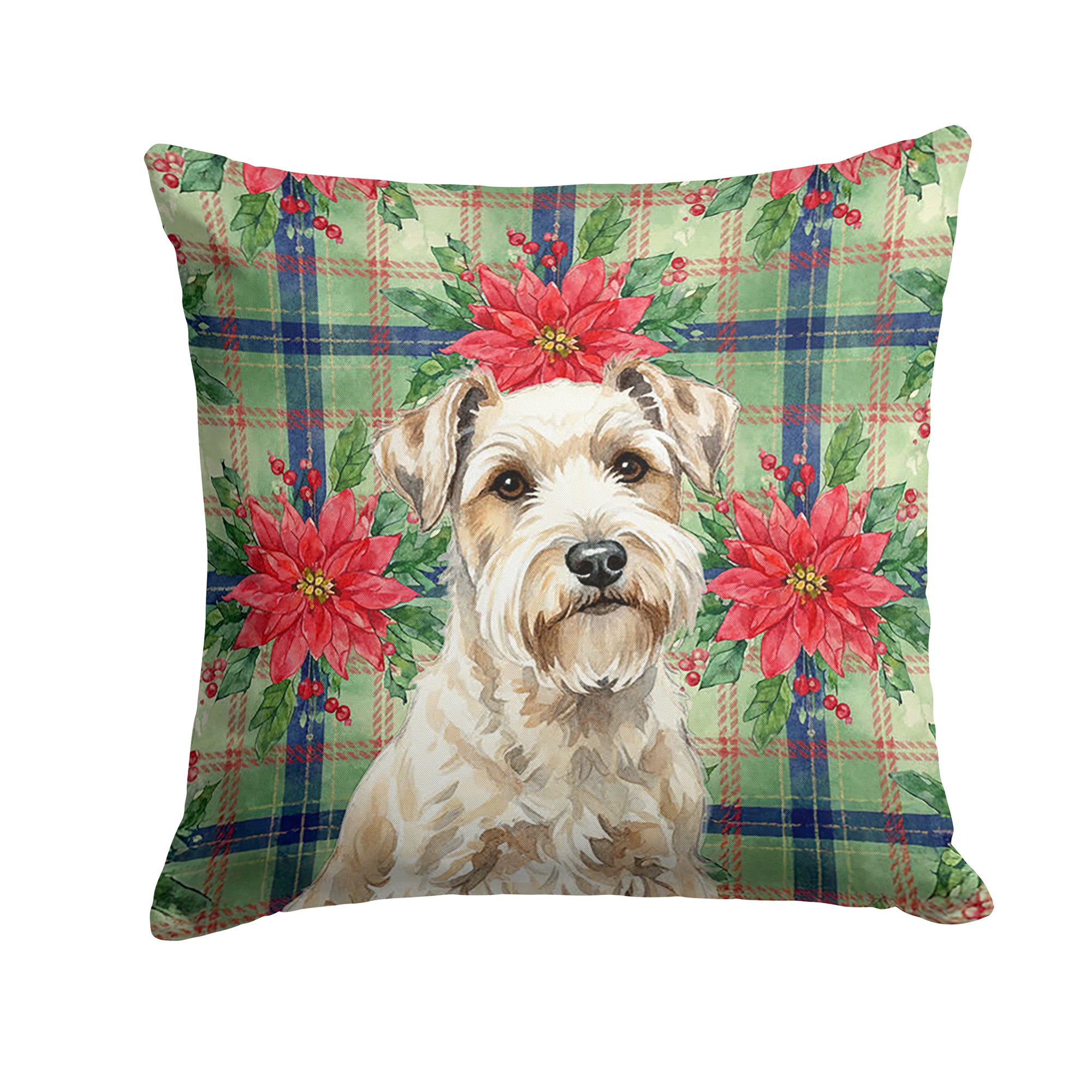 Caroline's Treasures Sealyham Terrier Christmas PoinsettIas Throw Pillow