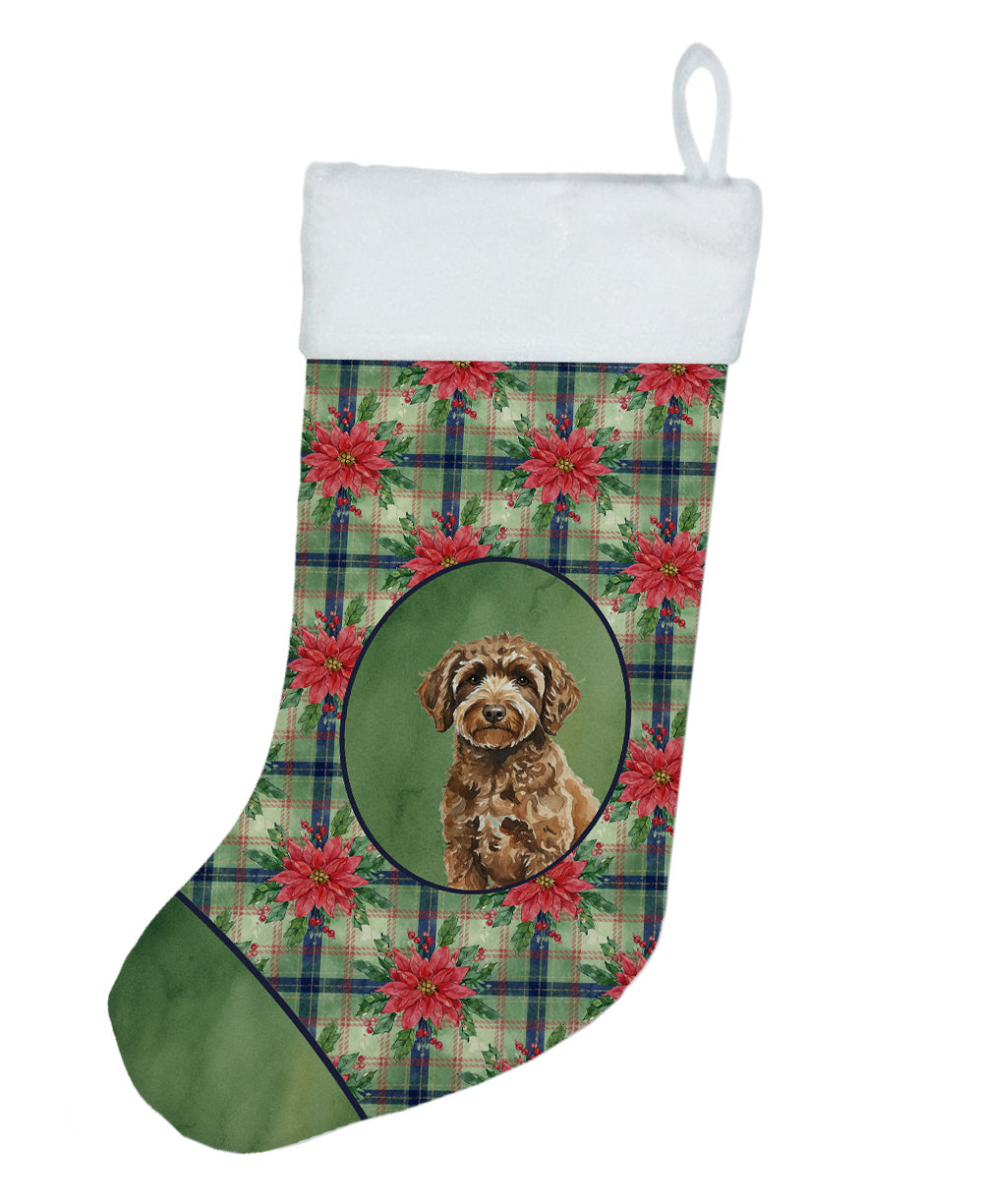 Caroline's Treasures Spanish Water Dog Christmas PoinsettIas Holiday Stocking