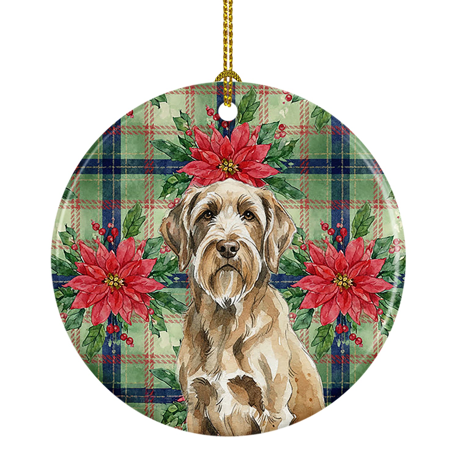 Caroline's Treasures Spinone Italiano Christmas PoinsettIas Ceramic Ornament