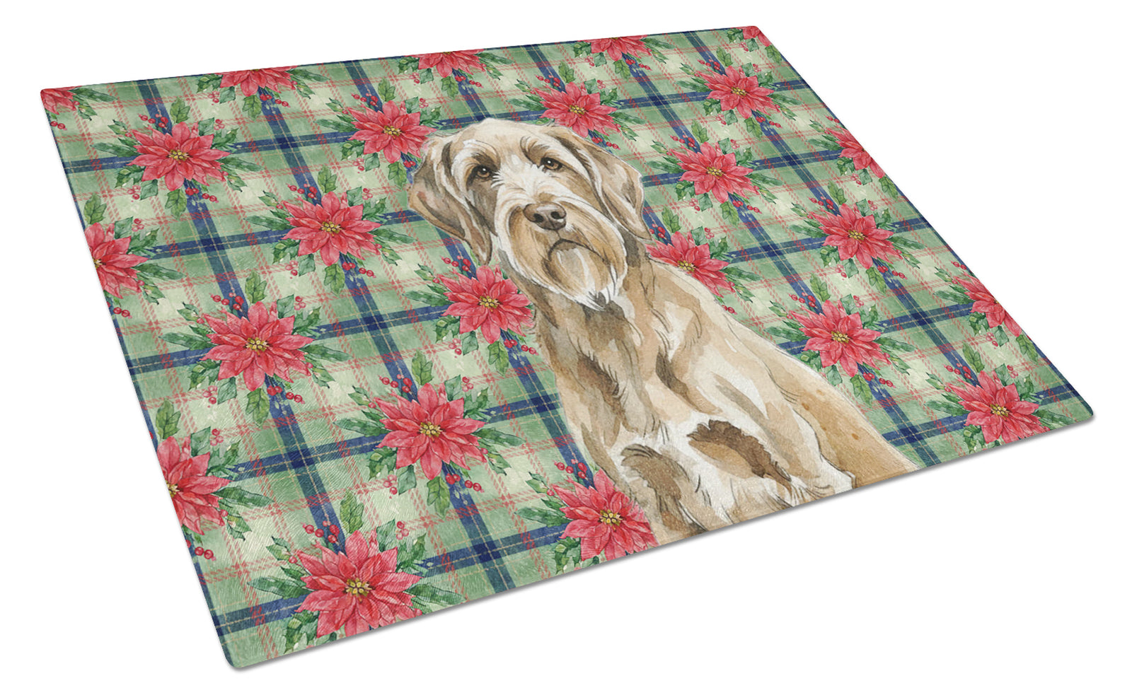 Caroline's Treasures Spinone Italiano Christmas PoinsettIas Glass Cutting Board