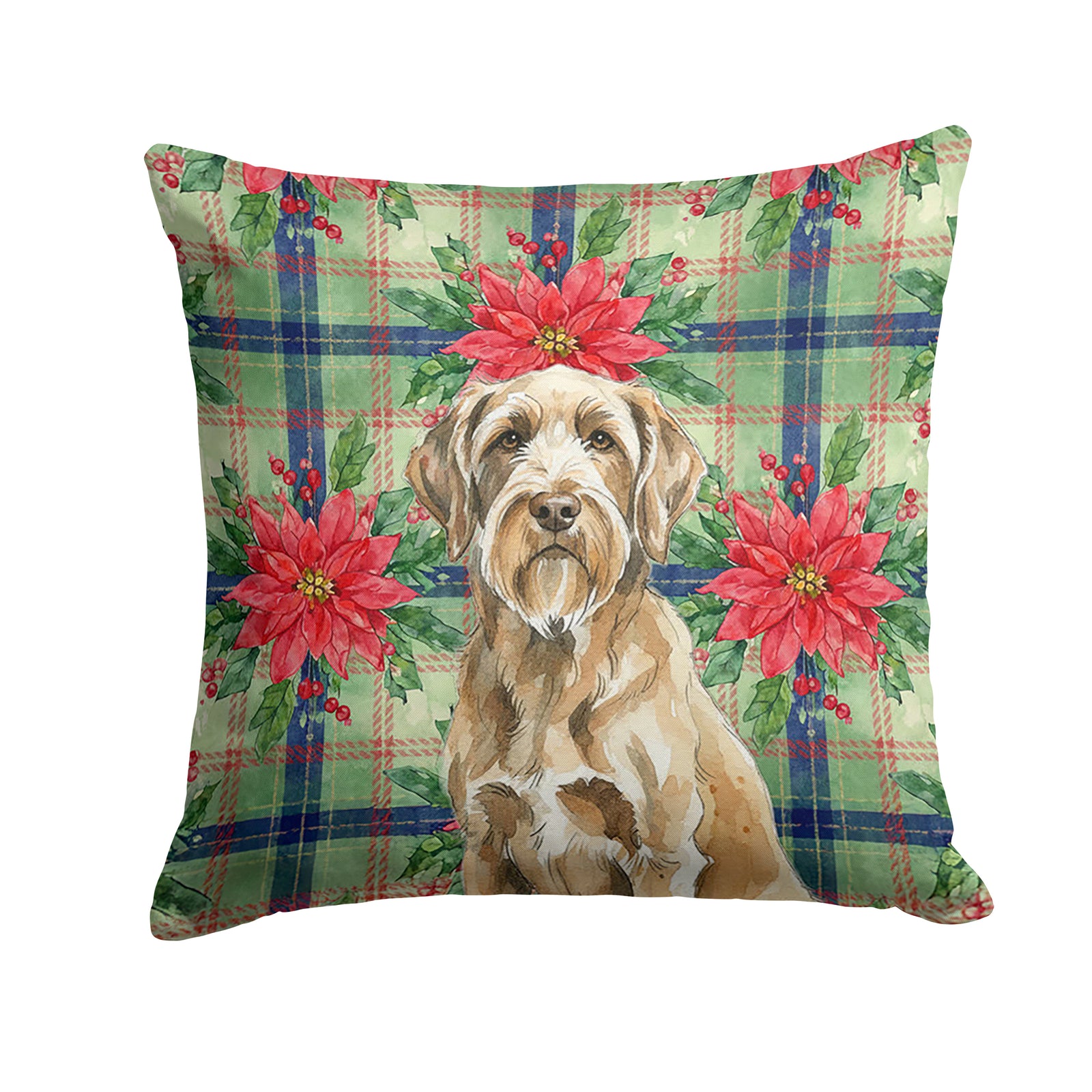Caroline's Treasures Spinone Italiano Christmas PoinsettIas Throw Pillow